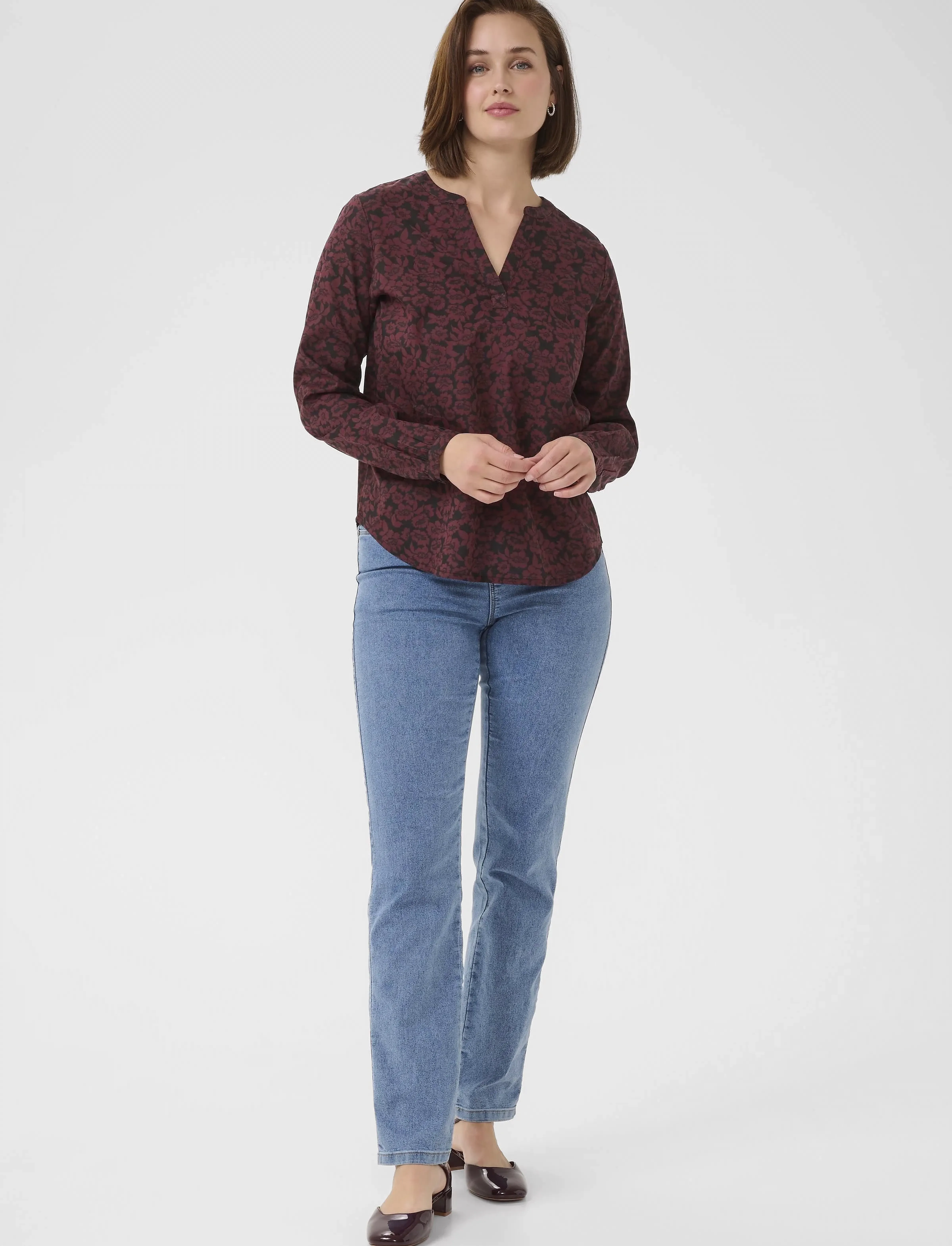 Kaffe - KAbeathe Blouse - langærmede bluser - fudge/black flower print - 3