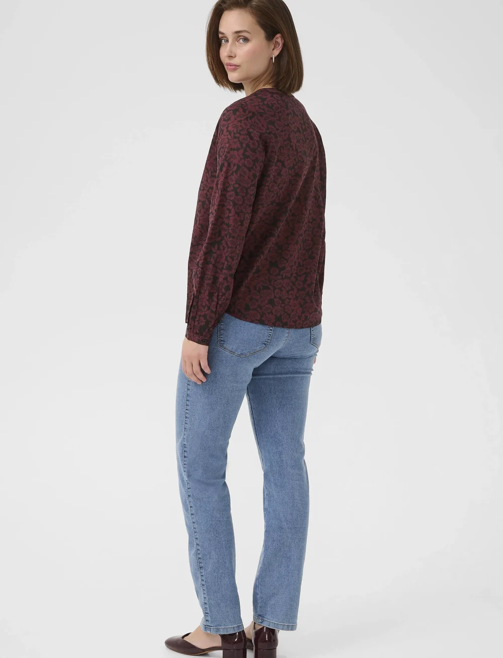 Kaffe - KAbeathe Blouse - langærmede bluser - fudge/black flower print - 4