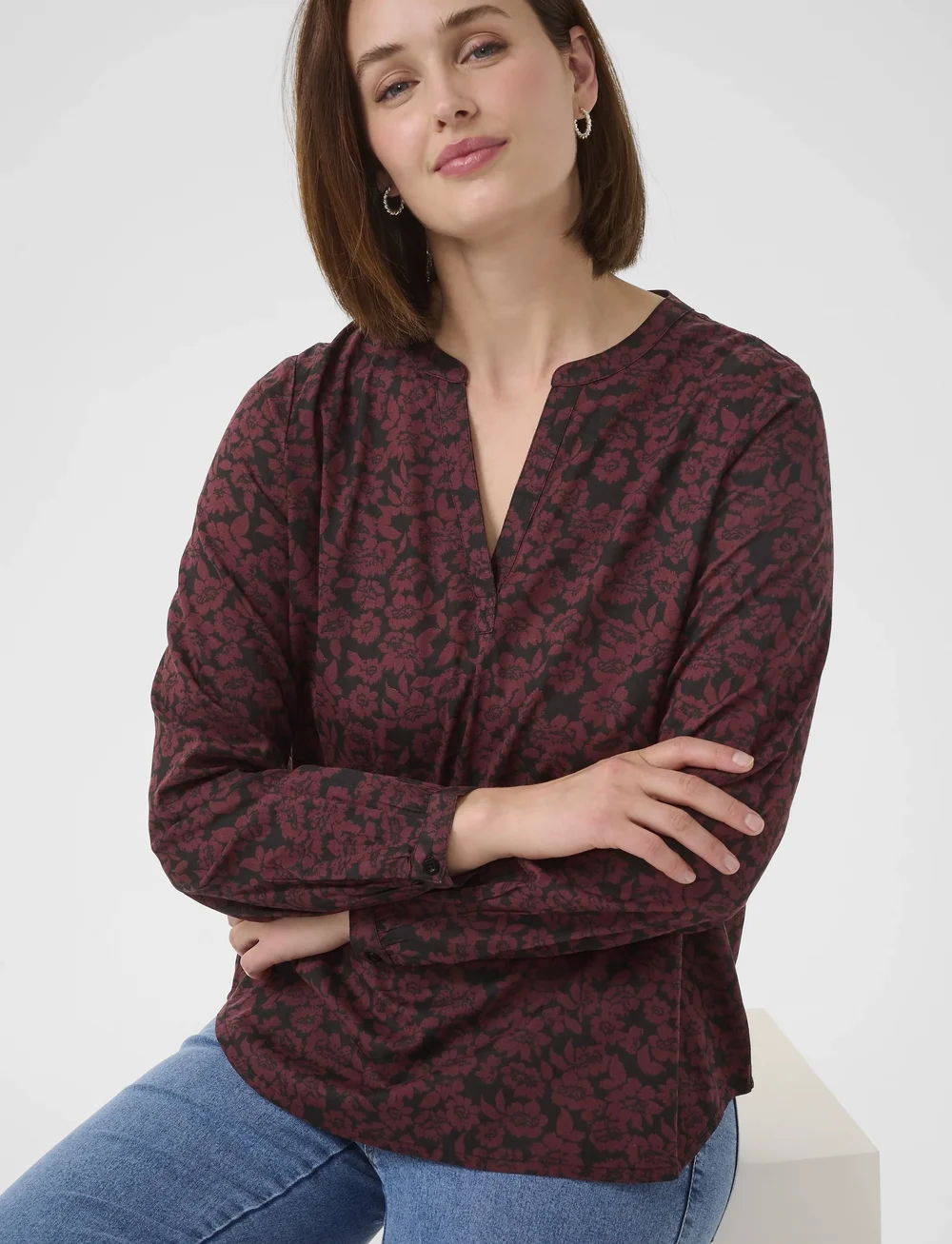 Kaffe - KAbeathe Blouse - langærmede bluser - fudge/black flower print - 5