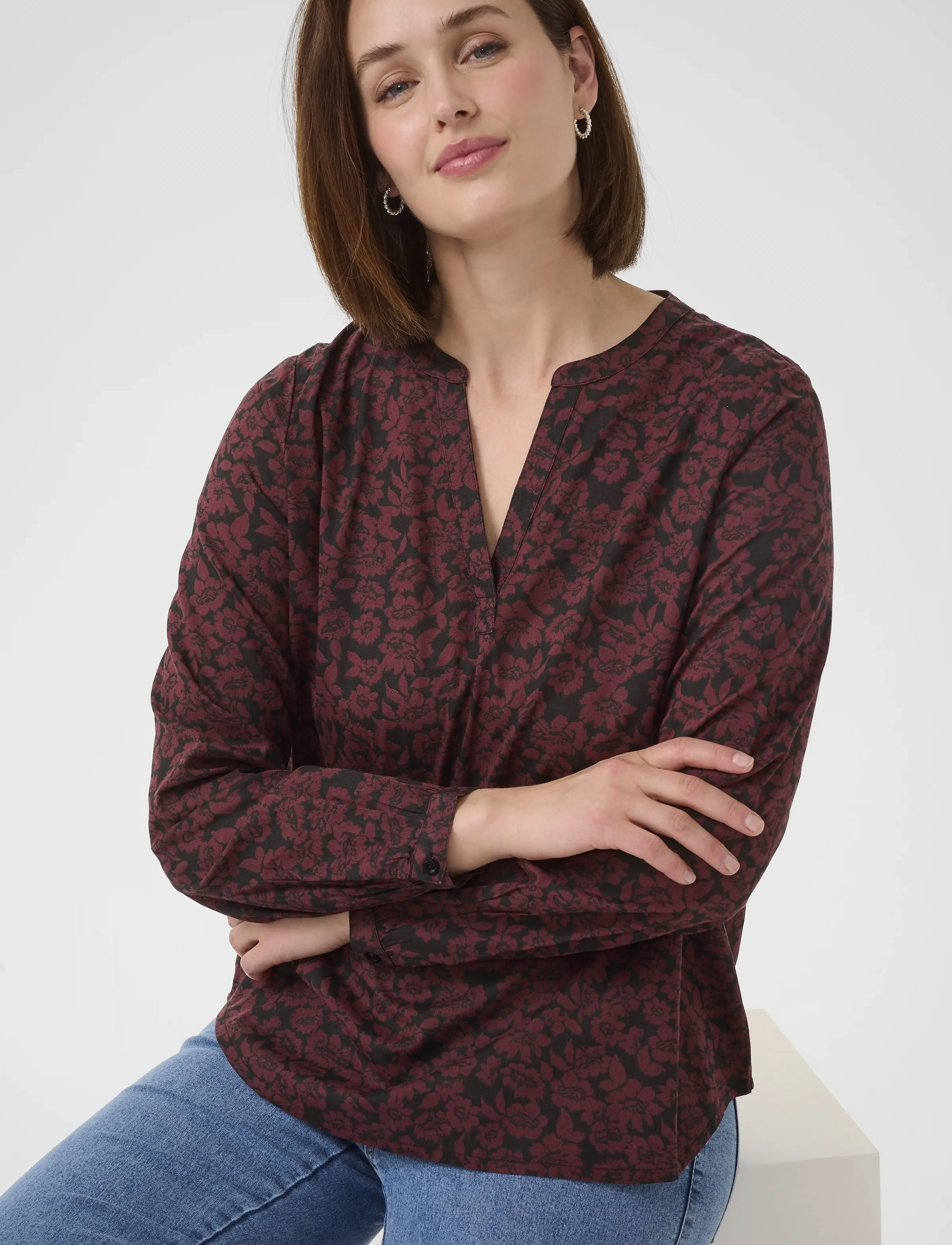 Kaffe - KAbeathe Blouse - langærmede bluser - fudge/black flower print - 5