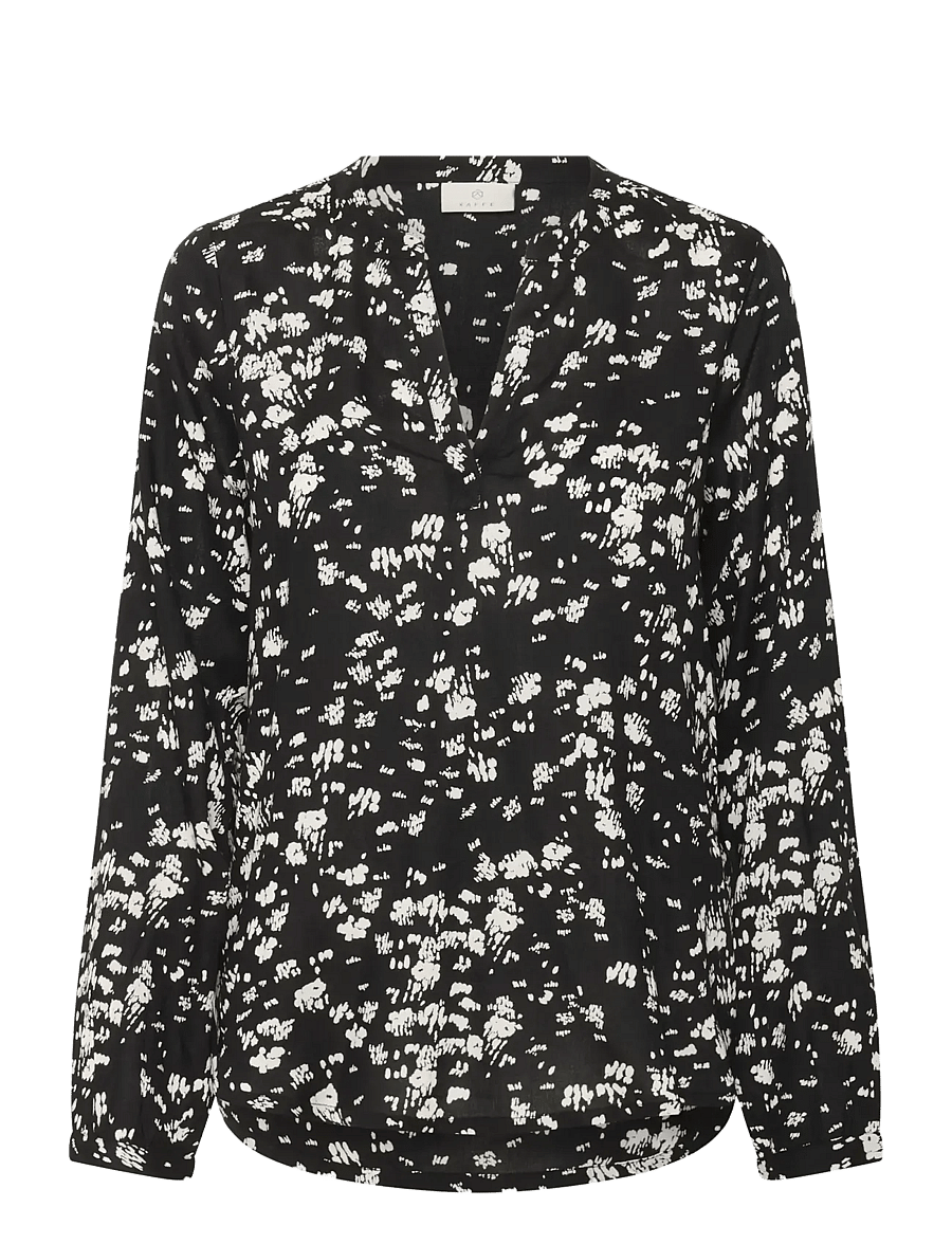 Kaffe - KAbeathe Blouse - långärmade blusar - black / chalk graphic - 1