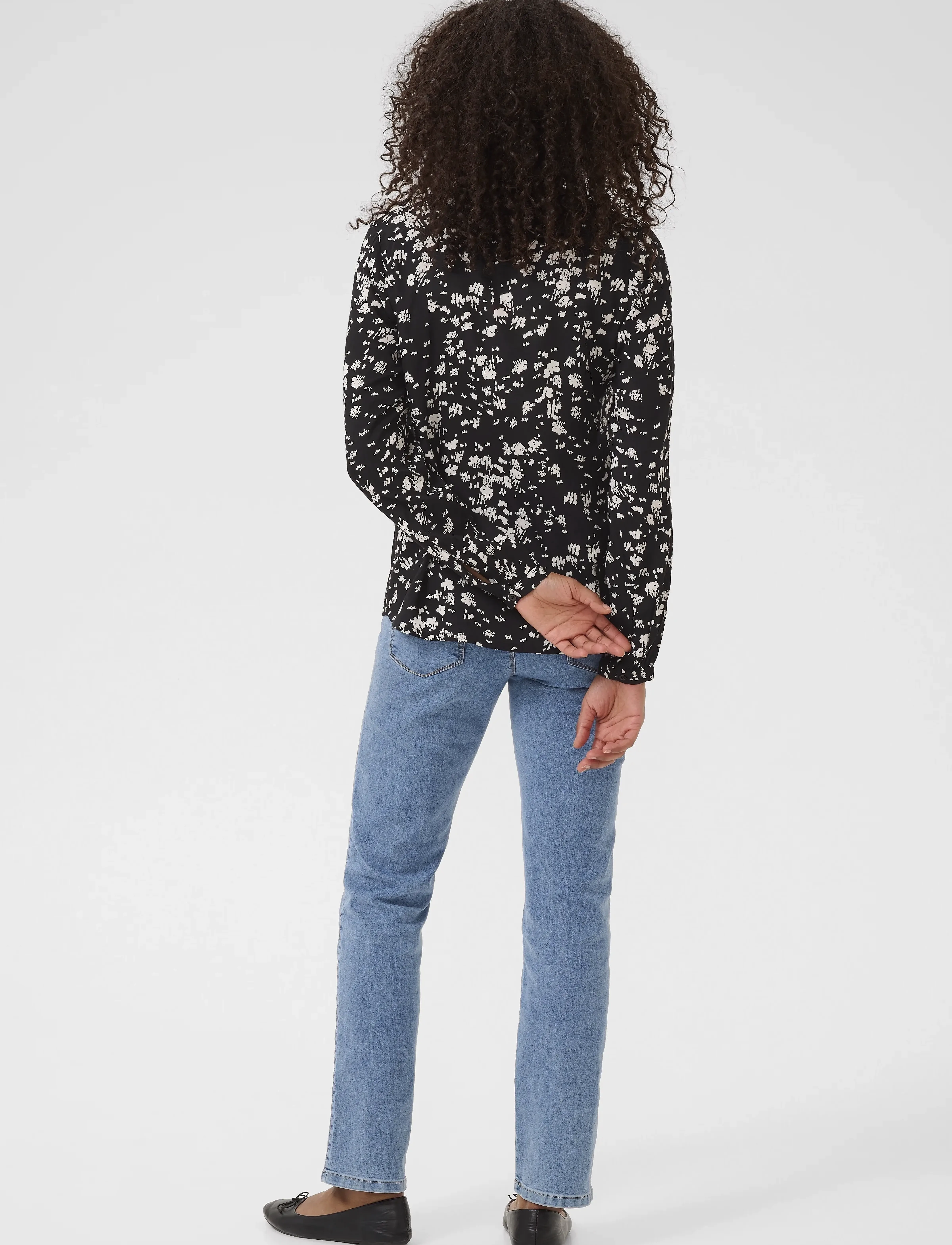 Kaffe - KAbeathe Blouse - langærmede bluser - black / chalk graphic - 4