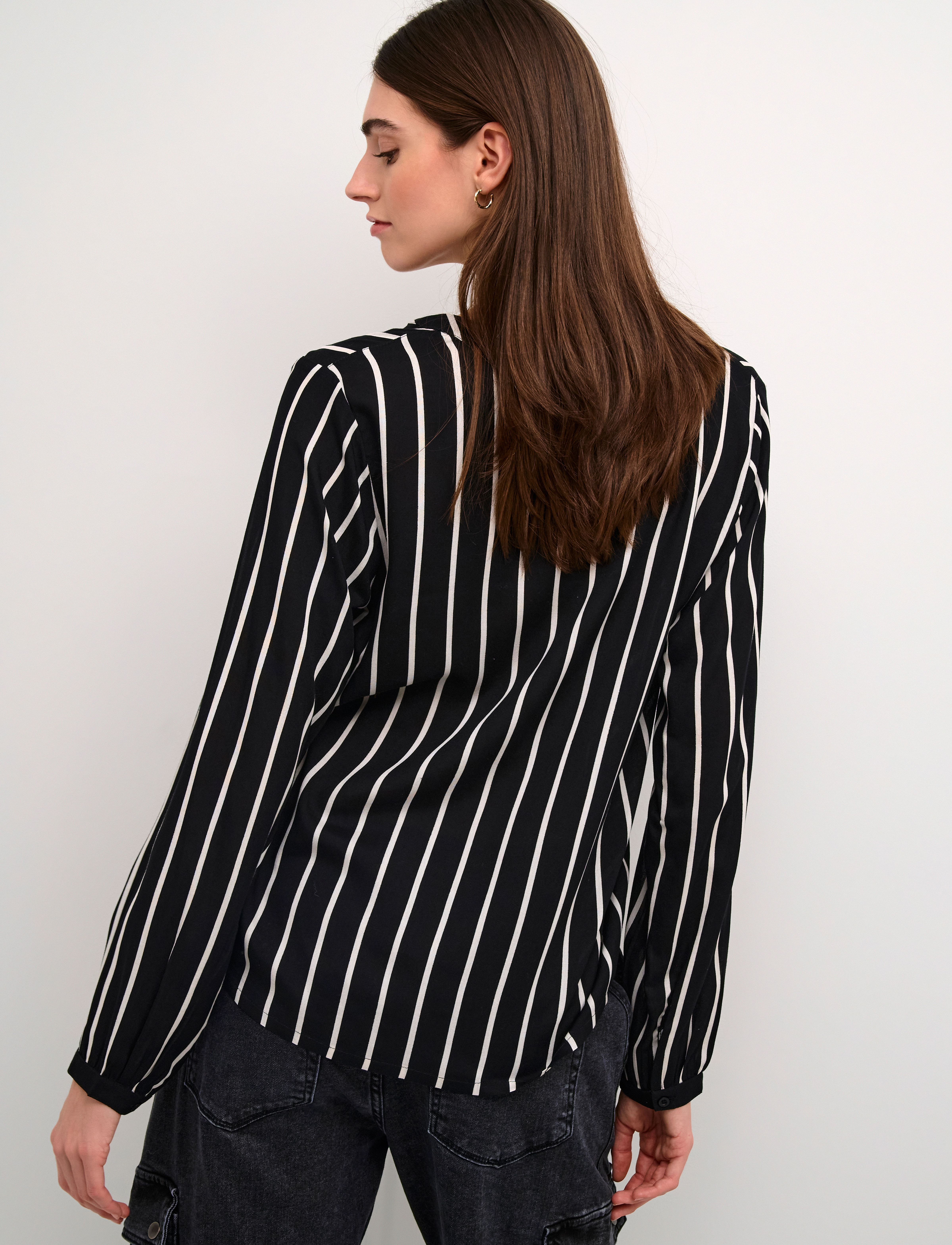 Kaffe - KAbeathe Blouse - långärmade blusar - black/chalk stripe - 4
