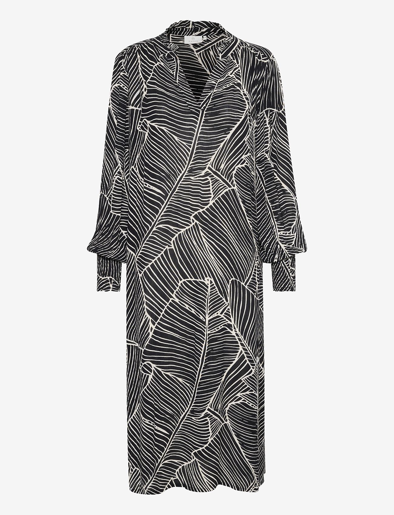 Kaffe - KAgenette Amber Dress - hemdkleider - black/turtledove leaf print - 1