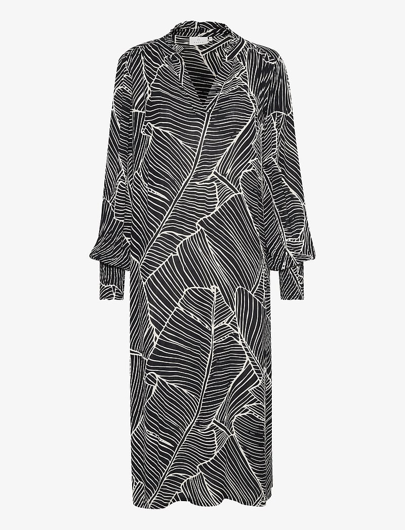 Kaffe - KAgenette Amber Dress - hemdkleider - black/turtledove leaf print - 1