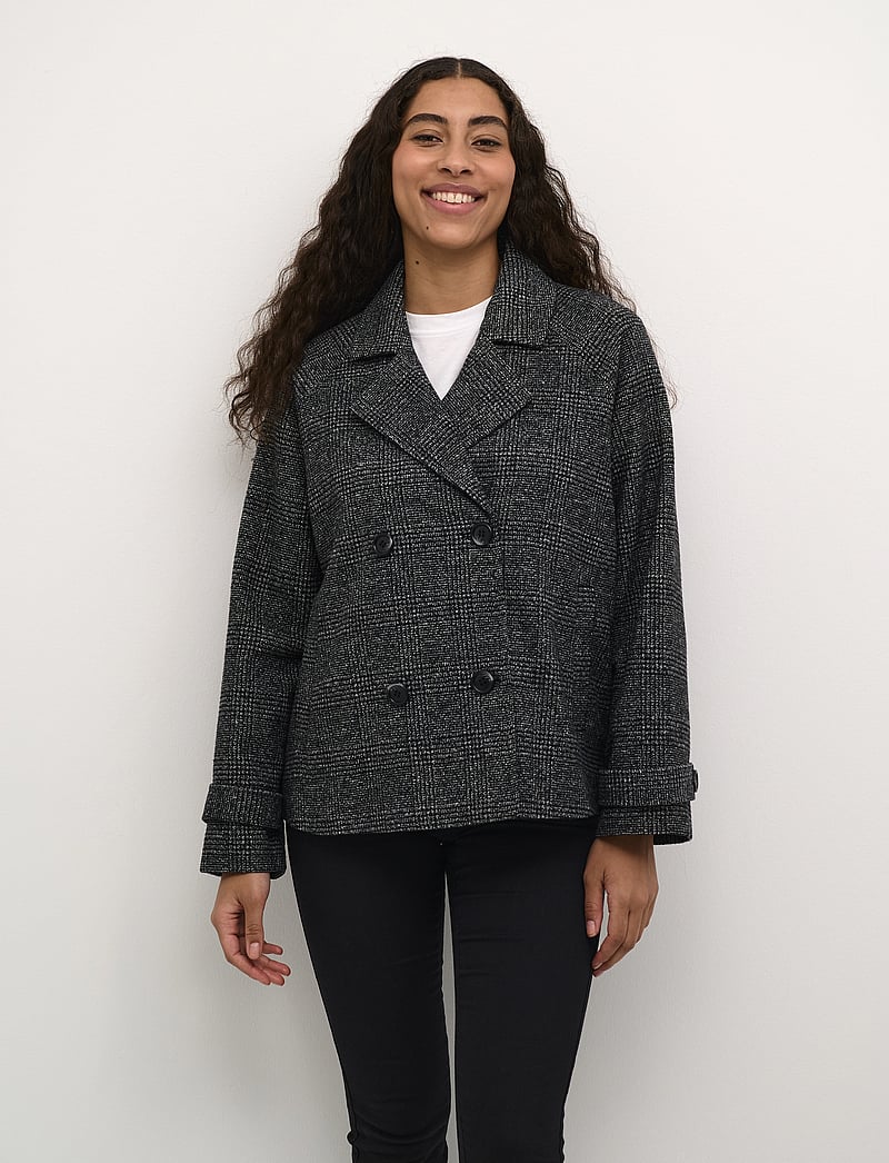 Kaffe - KAfabiola Short Jacket - frühlingsjacken - black/grey check - 0