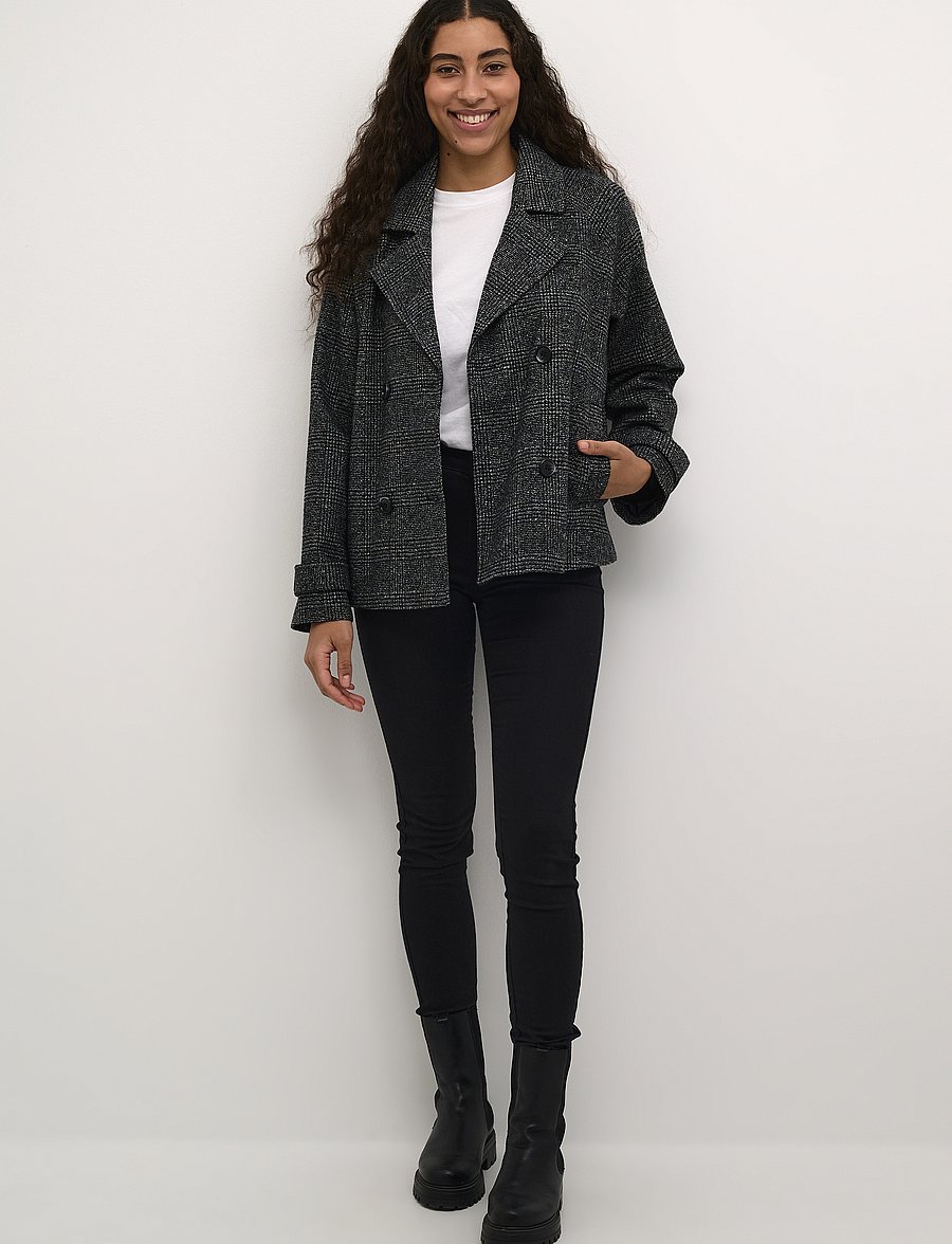 Kaffe - KAfabiola Short Jacket - pavasarinės striukės - black/grey check - 3