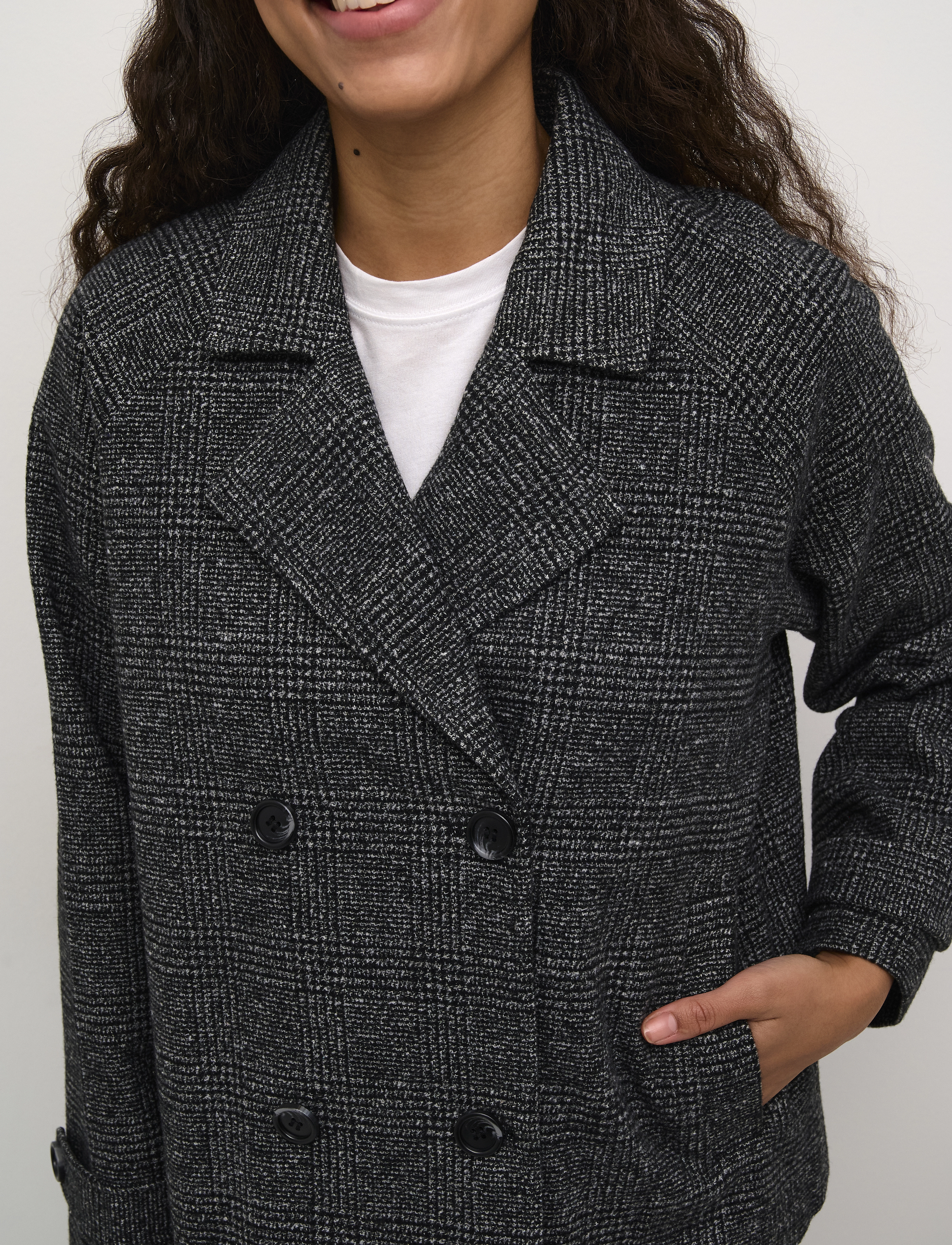 Kaffe - KAfabiola Short Jacket - frühlingsjacken - black/grey check - 5