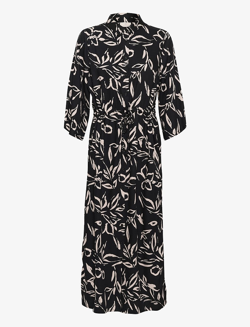 Kaffe - KAforrest Shirt Dress - skjortklänningar - black/sand painted flower - 1