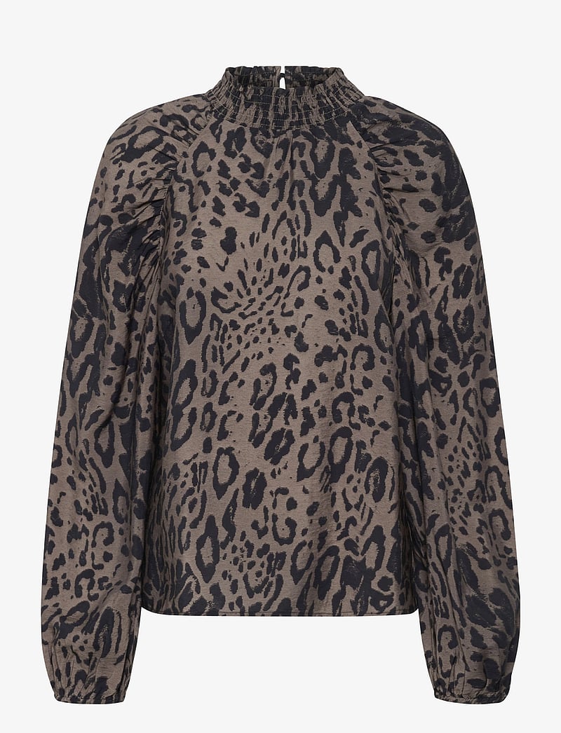 Kaffe - KAjemma Blouse - långärmade blusar - major brown/black leopard - 1