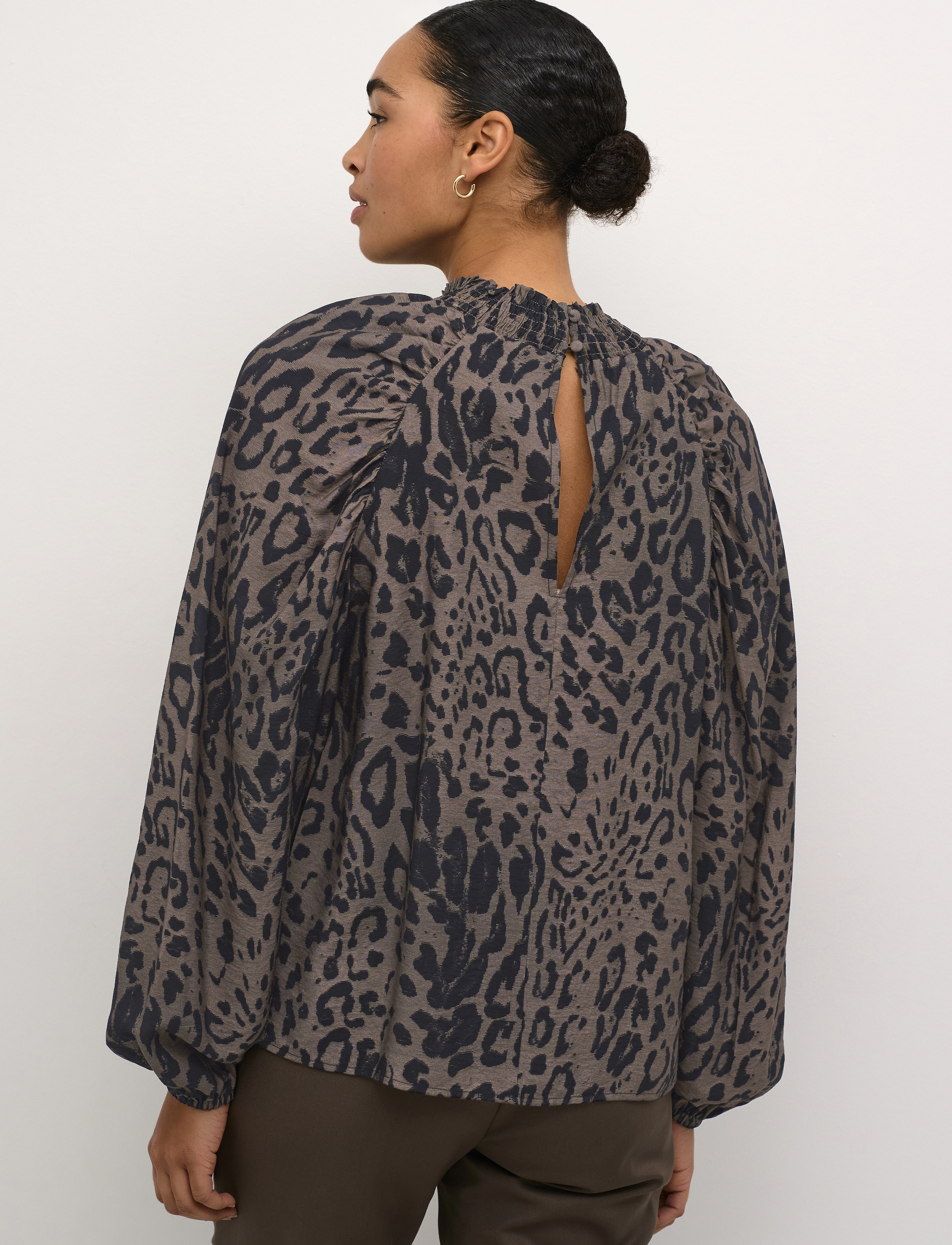 Kaffe - KAjemma Blouse - langærmede bluser - major brown/black leopard - 4