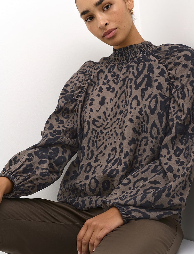 Kaffe - KAjemma Blouse - långärmade blusar - major brown/black leopard - 5