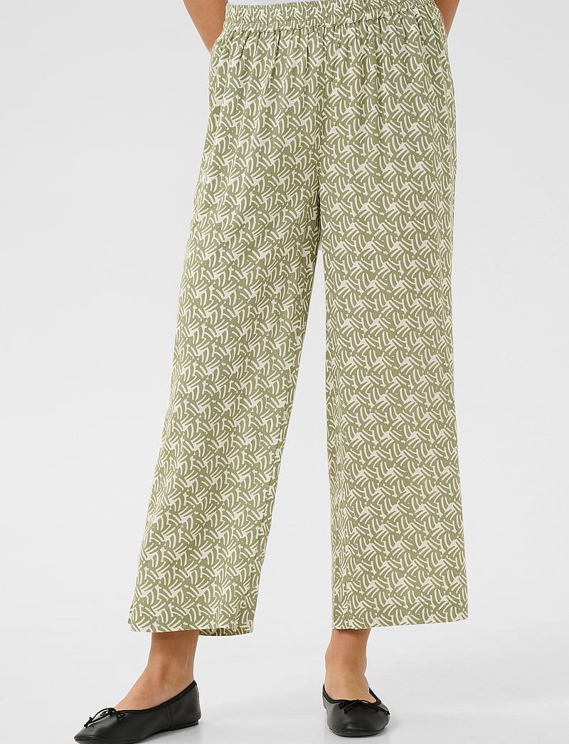 Kaffe - KAsanne Pants - culottes - oli green / chalk print - 0
