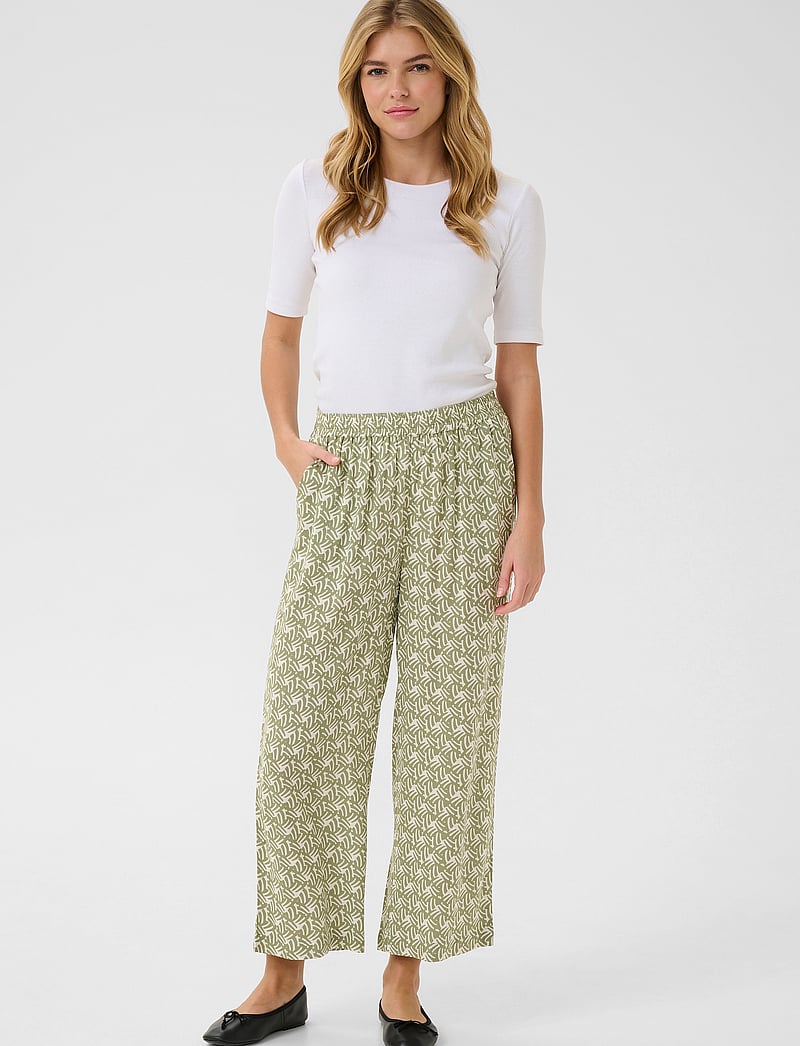 Kaffe - KAsanne Pants - culottes - oli green / chalk print - 3