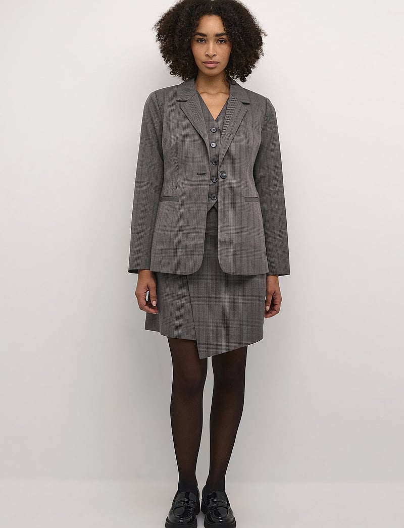 Kaffe - KAdori Wrap Skirt - slå-om-nederdele - grey/black check - 3