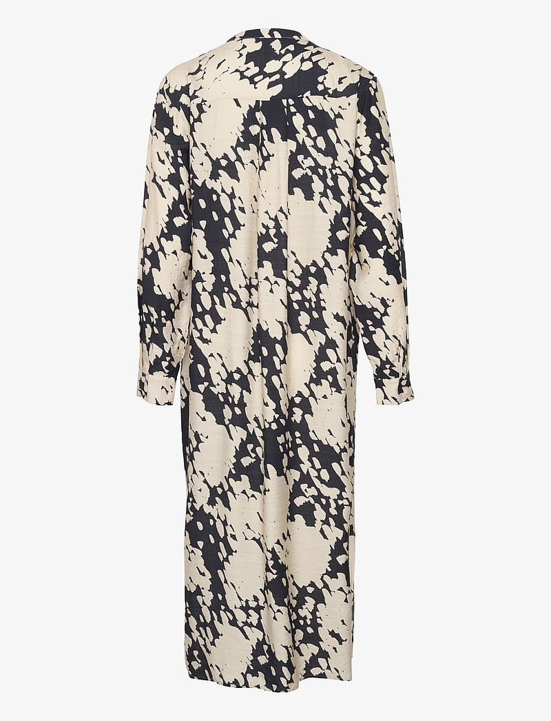 Kaffe - KAlouise Shirt Dress - midi kjólar - black/sand graphic cloud - 2