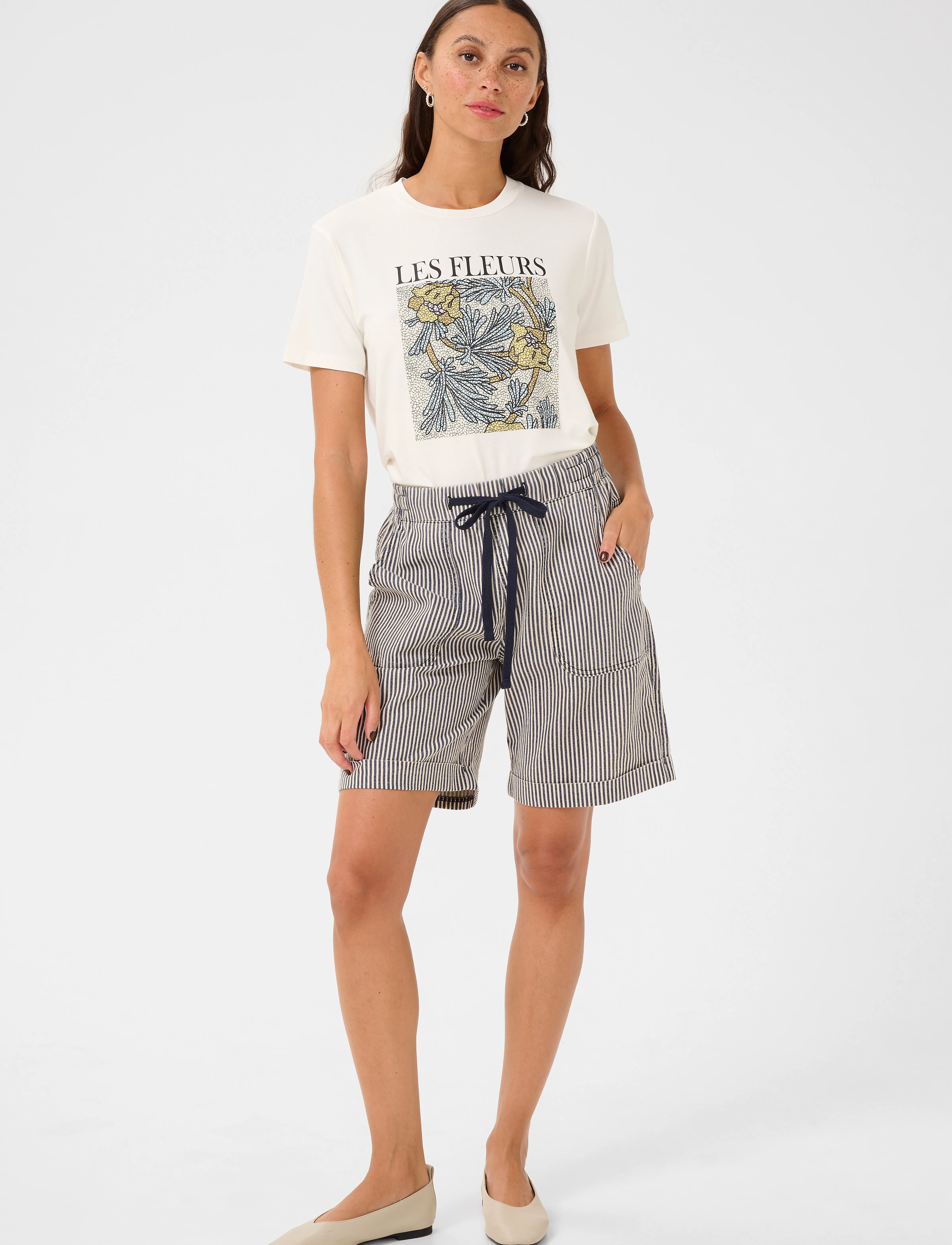 Kaffe - KAnaya Striped Shorts - midnight/white stripe - 3