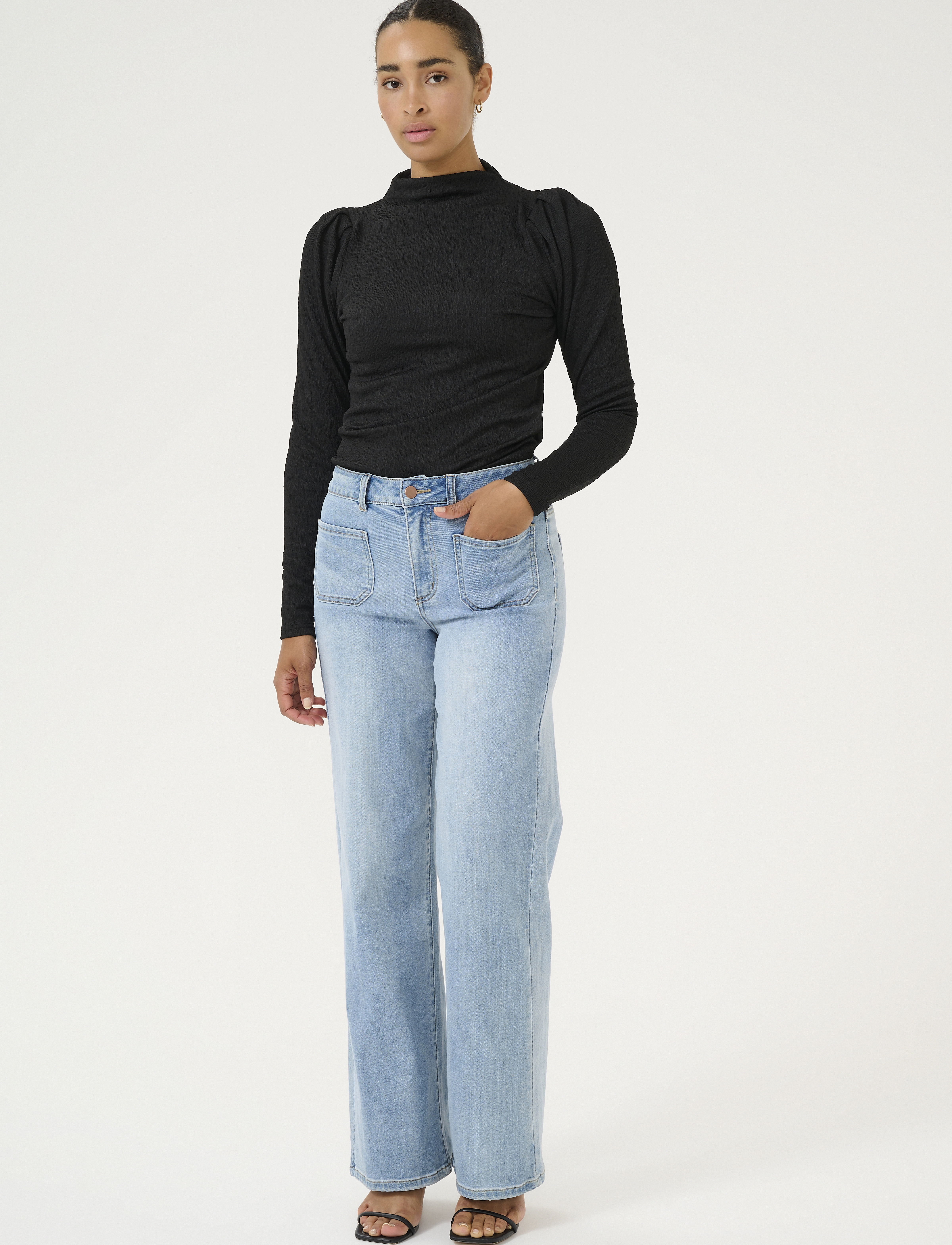 Kaffe - KArobin Blouse - långärmade blusar - black deep - 2