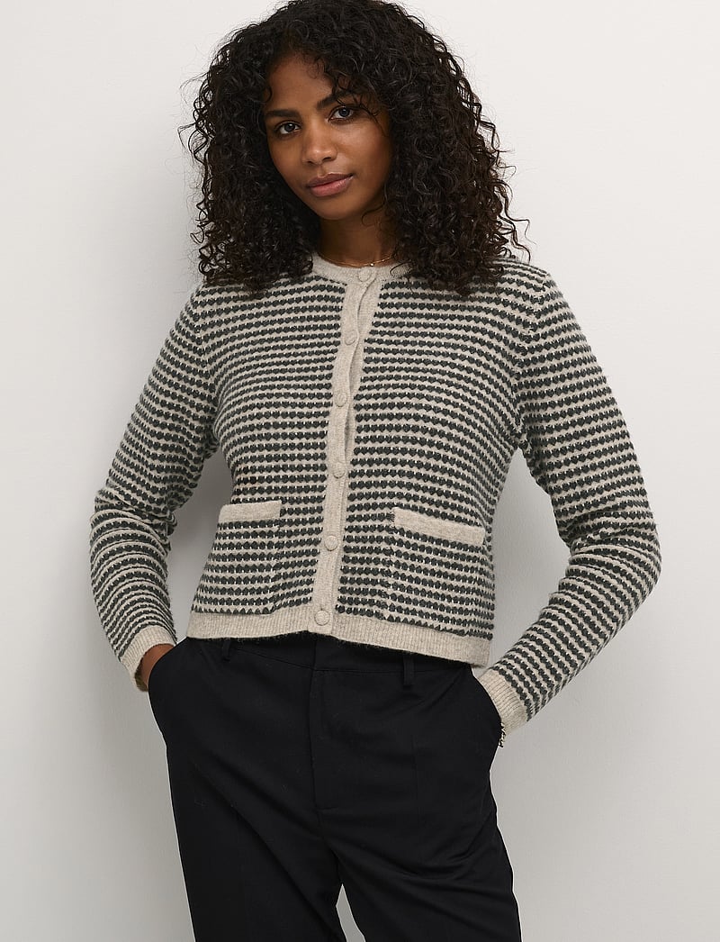 Kaffe - KAellery Knit Cardigan - cardigans - feather gray/ black structure - 0