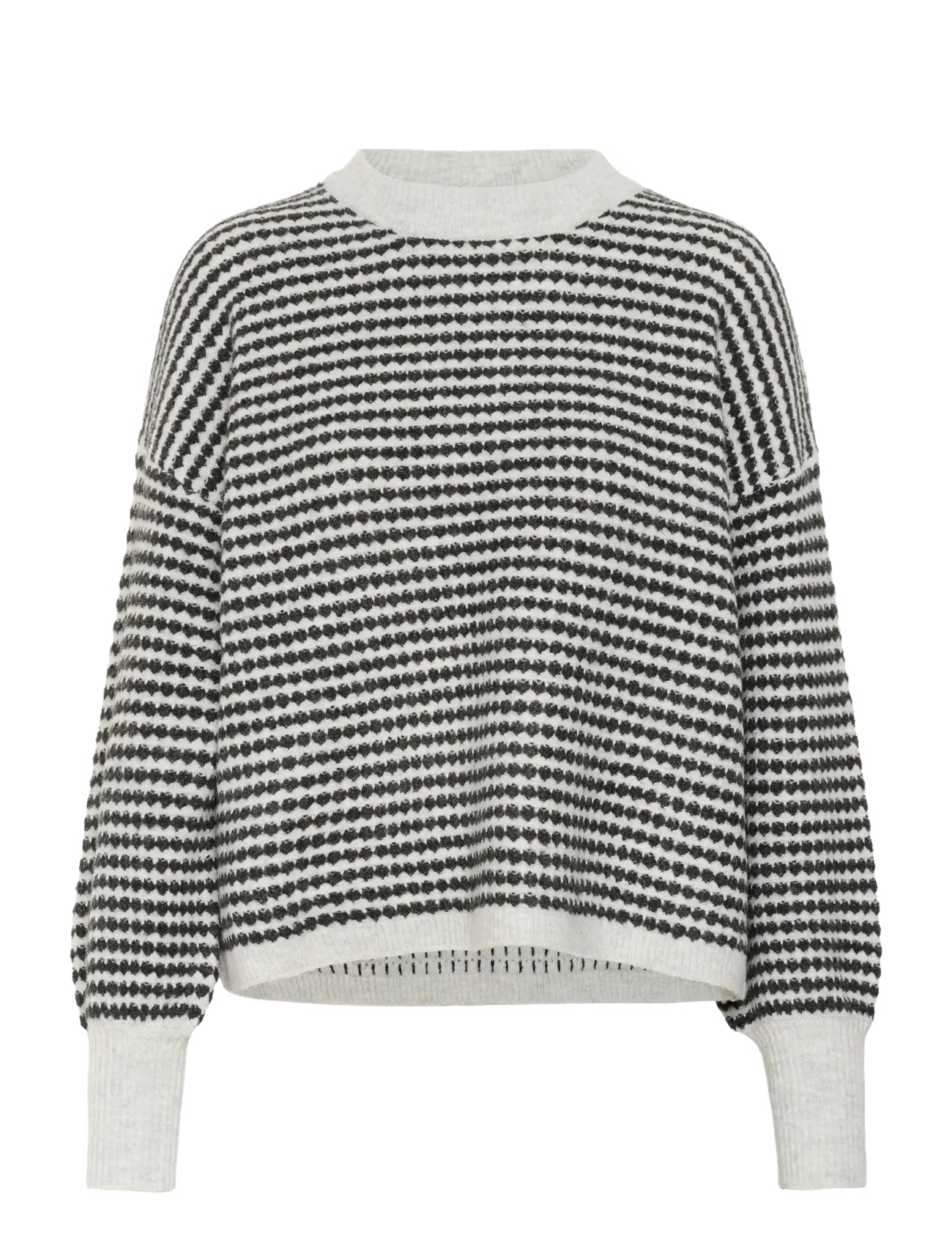 Kaffe KAellery Knit Pullover - Tøj - LIGHT GREY M./BLACK STRUCTURE / grey