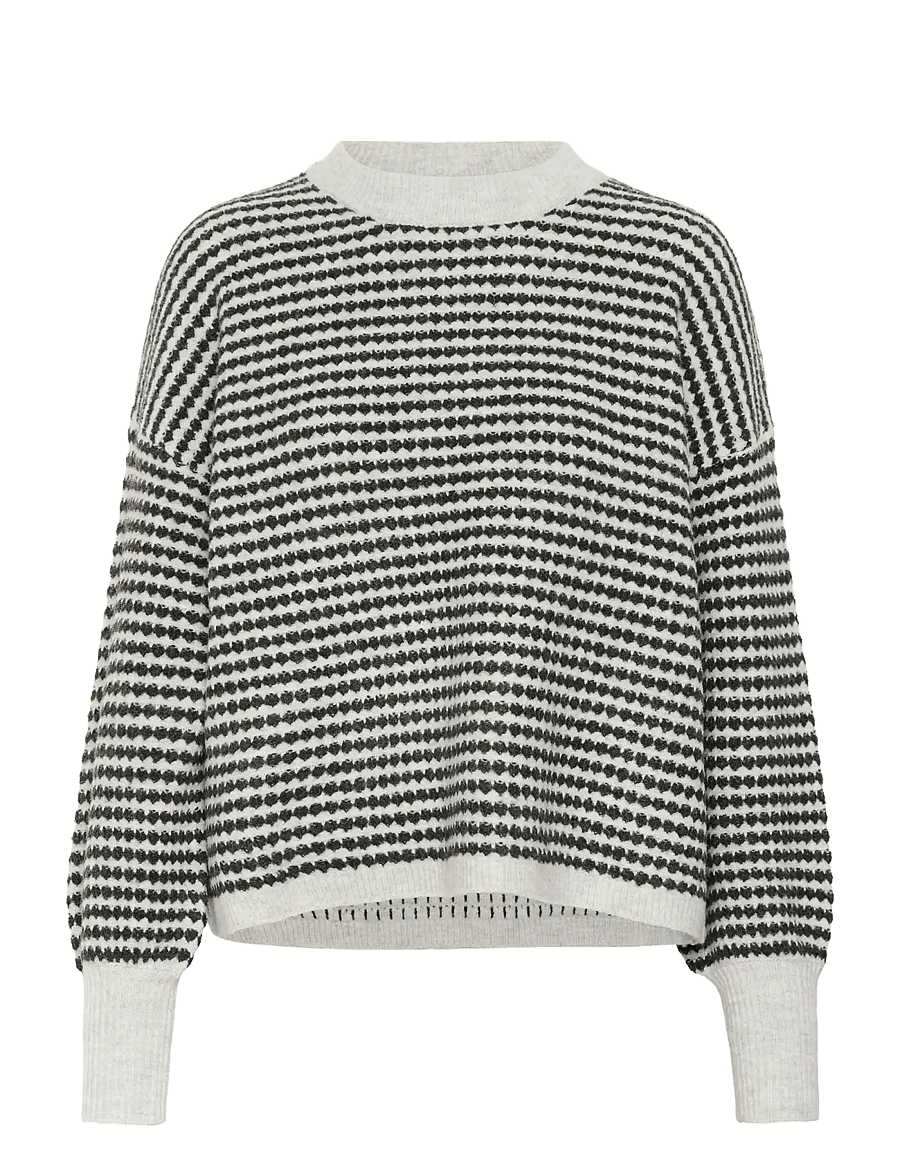 Kaffe - KAellery Knit Pullover - pullover - light grey m./black structure - 1