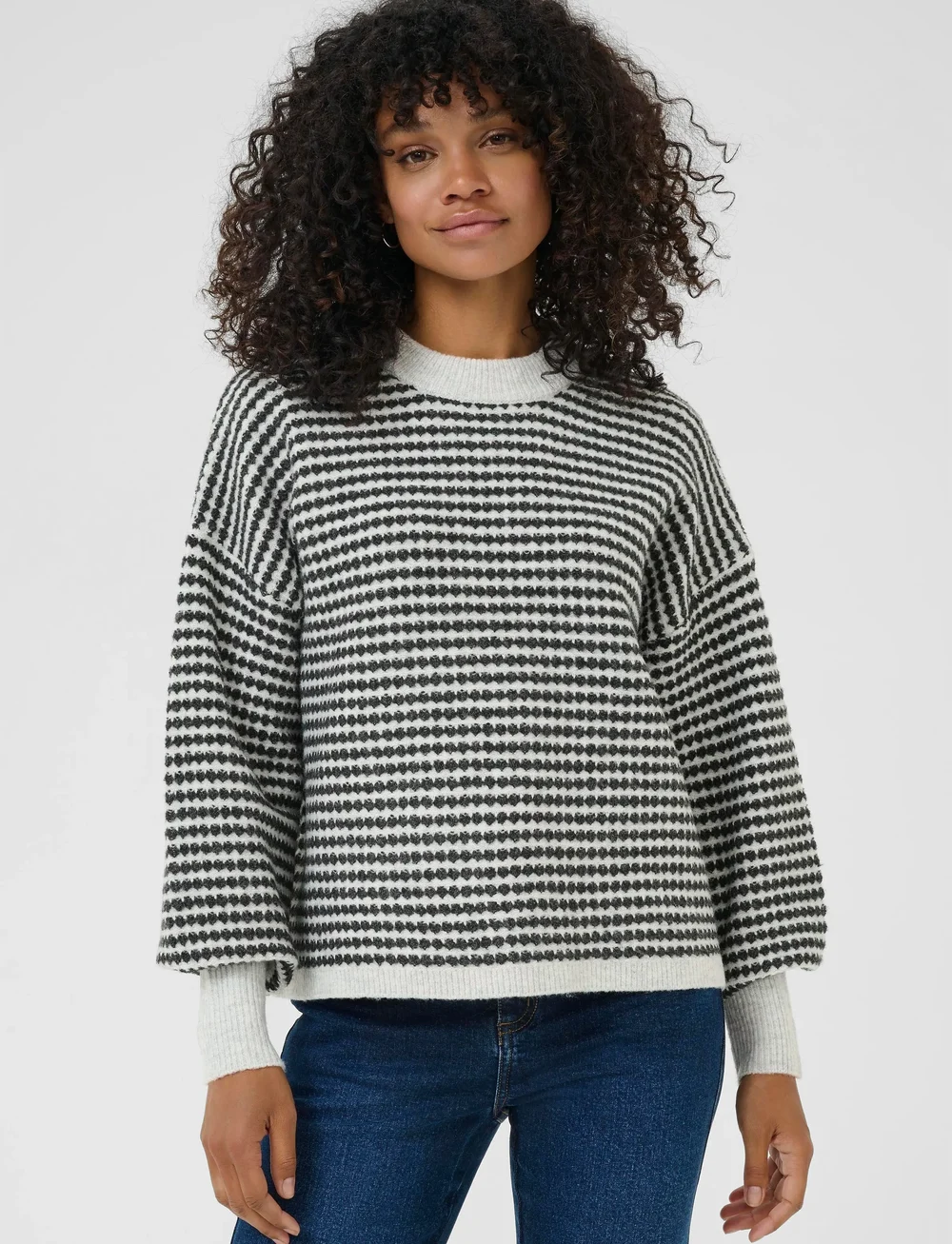 Kaffe - KAellery Knit Pullover - pullover - light grey m./black structure - 0