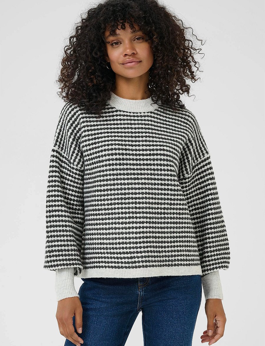 Kaffe - KAellery Knit Pullover - pullover - light grey m./black structure - 0