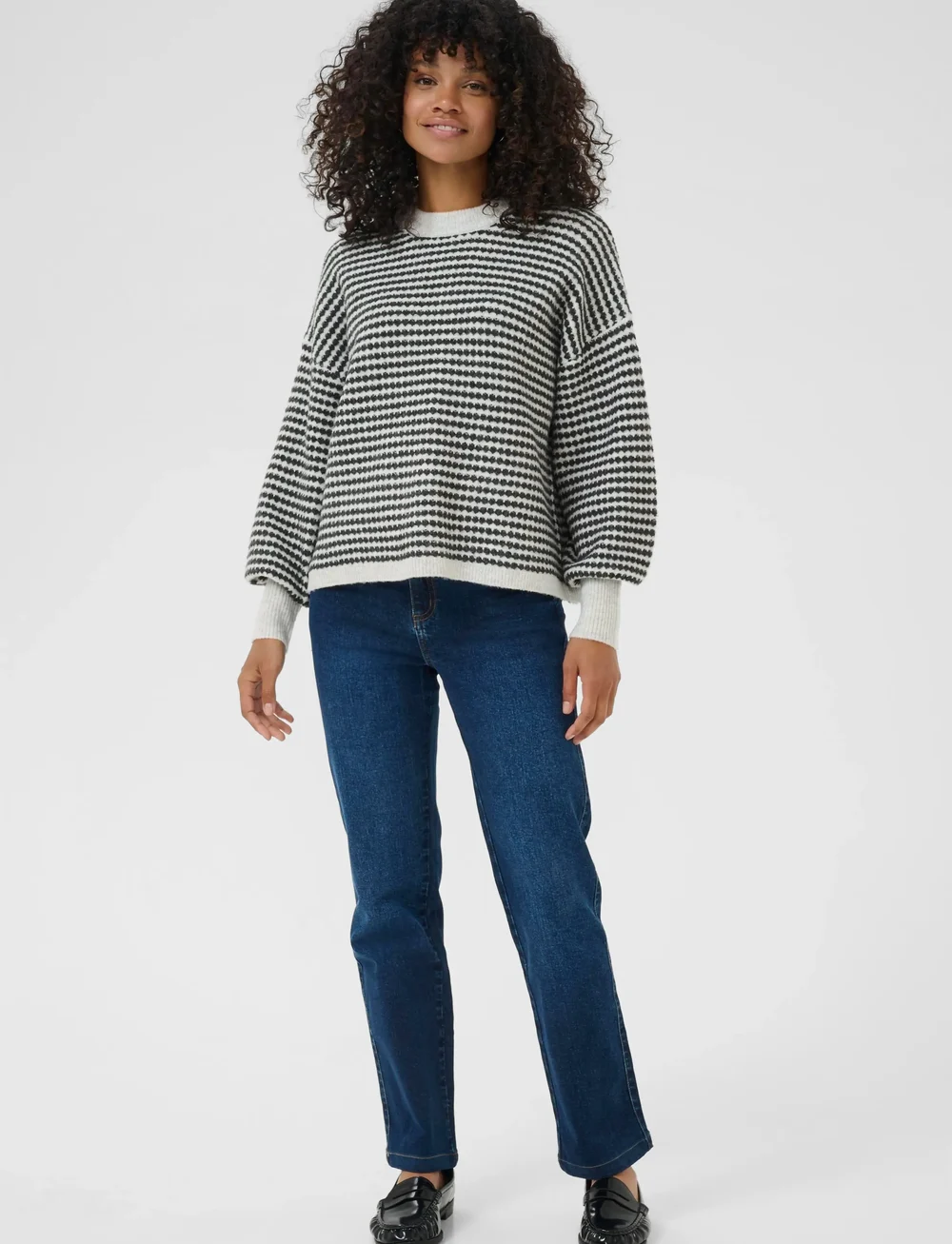 Kaffe - KAellery Knit Pullover - pullover - light grey m./black structure - 3