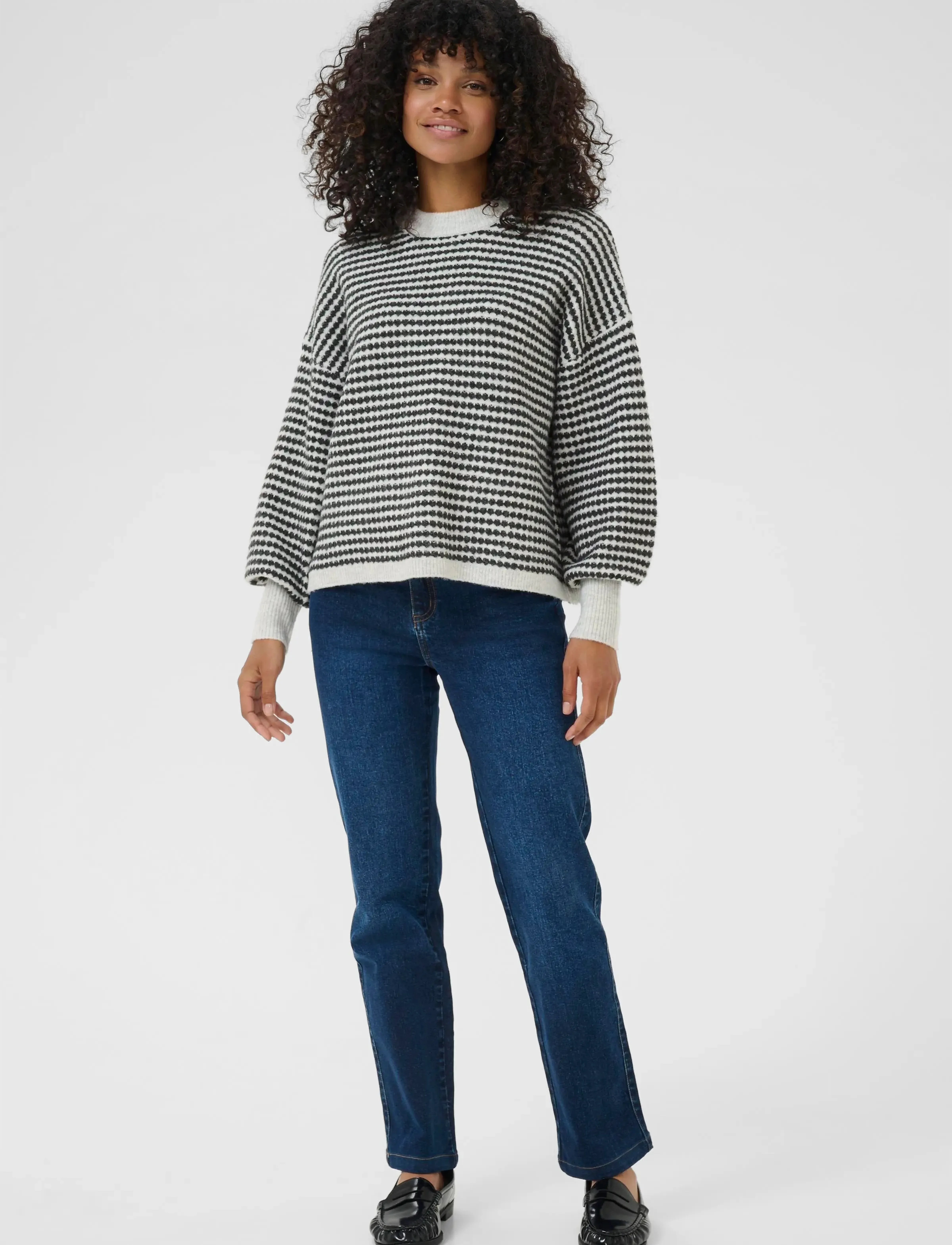Kaffe - KAellery Knit Pullover - pullover - light grey m./black structure - 3