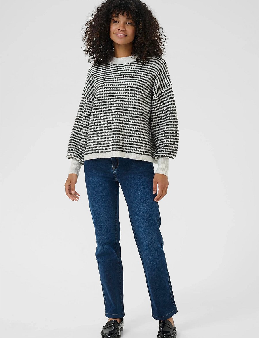 Kaffe - KAellery Knit Pullover - pullover - light grey m./black structure - 3