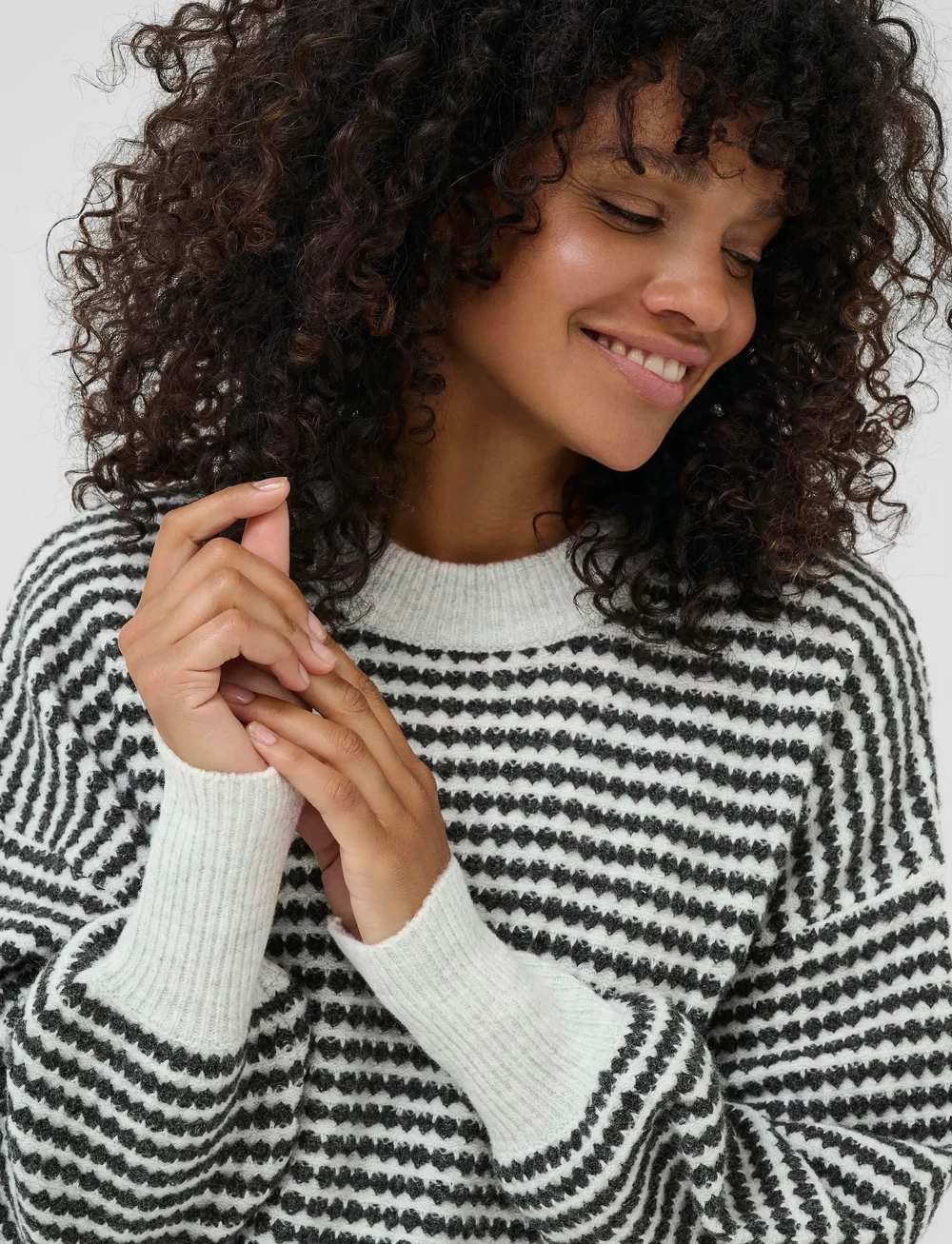 Kaffe - KAellery Knit Pullover - pullover - light grey m./black structure - 5
