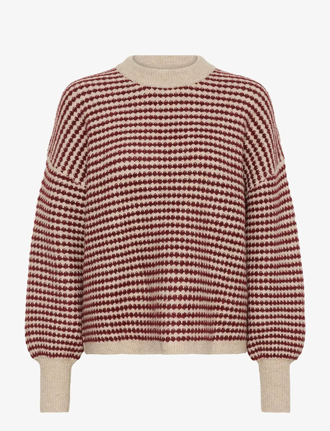 Kaffe - KAellery Knit Pullover - efterårstøj - feather gray mel./windsor wine - 0
