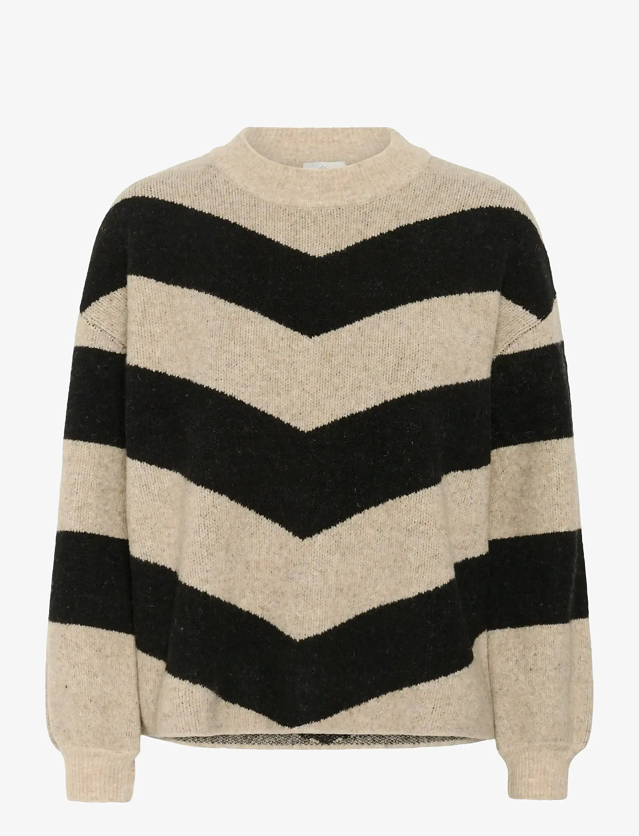 Kaffe - KAverana Knit Pullover - pullover - feather gray m./black stripe - 1