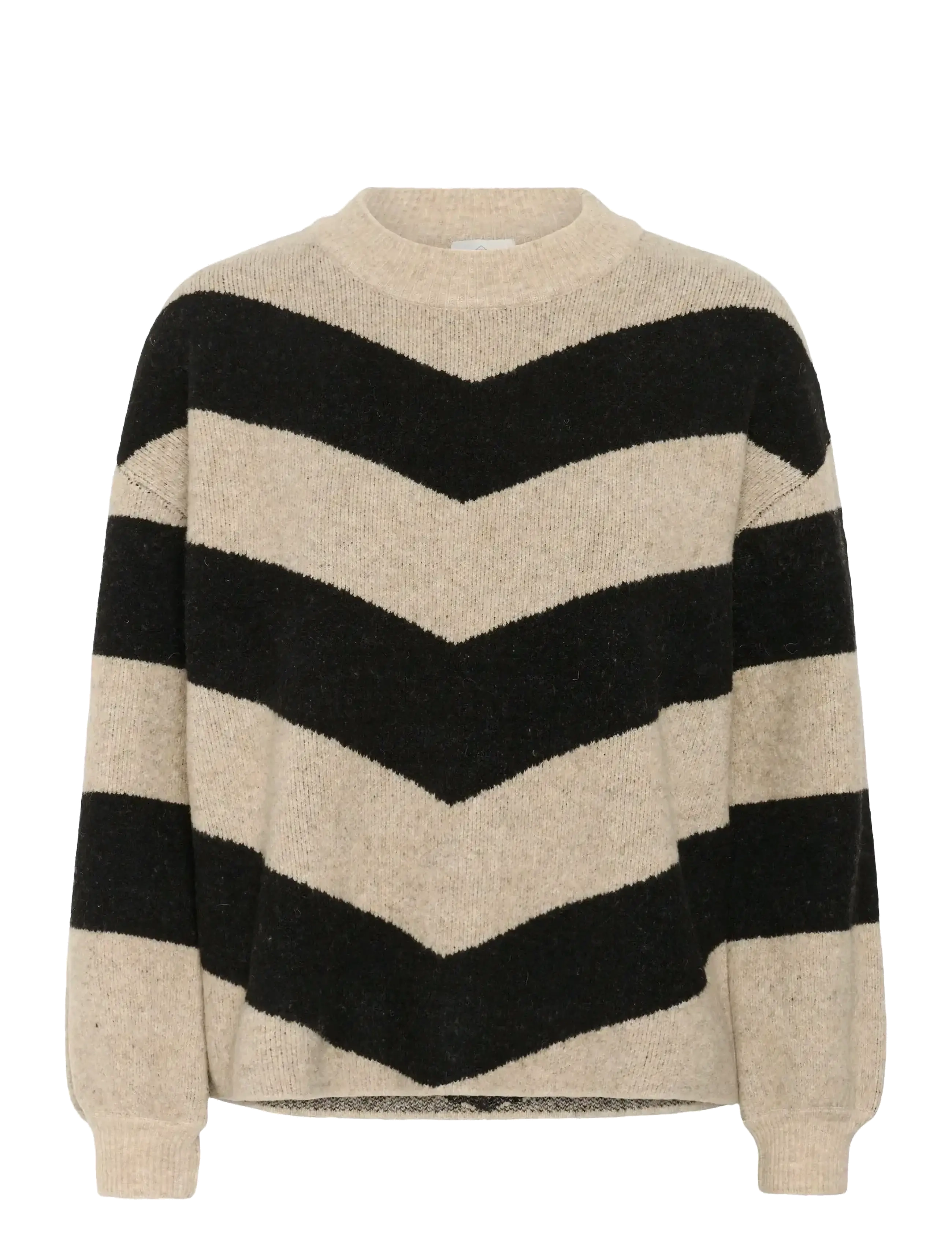 Kaffe KAverana Knit Pullover - Tøj - FEATHER GRAY M./BLACK STRIPE / beige