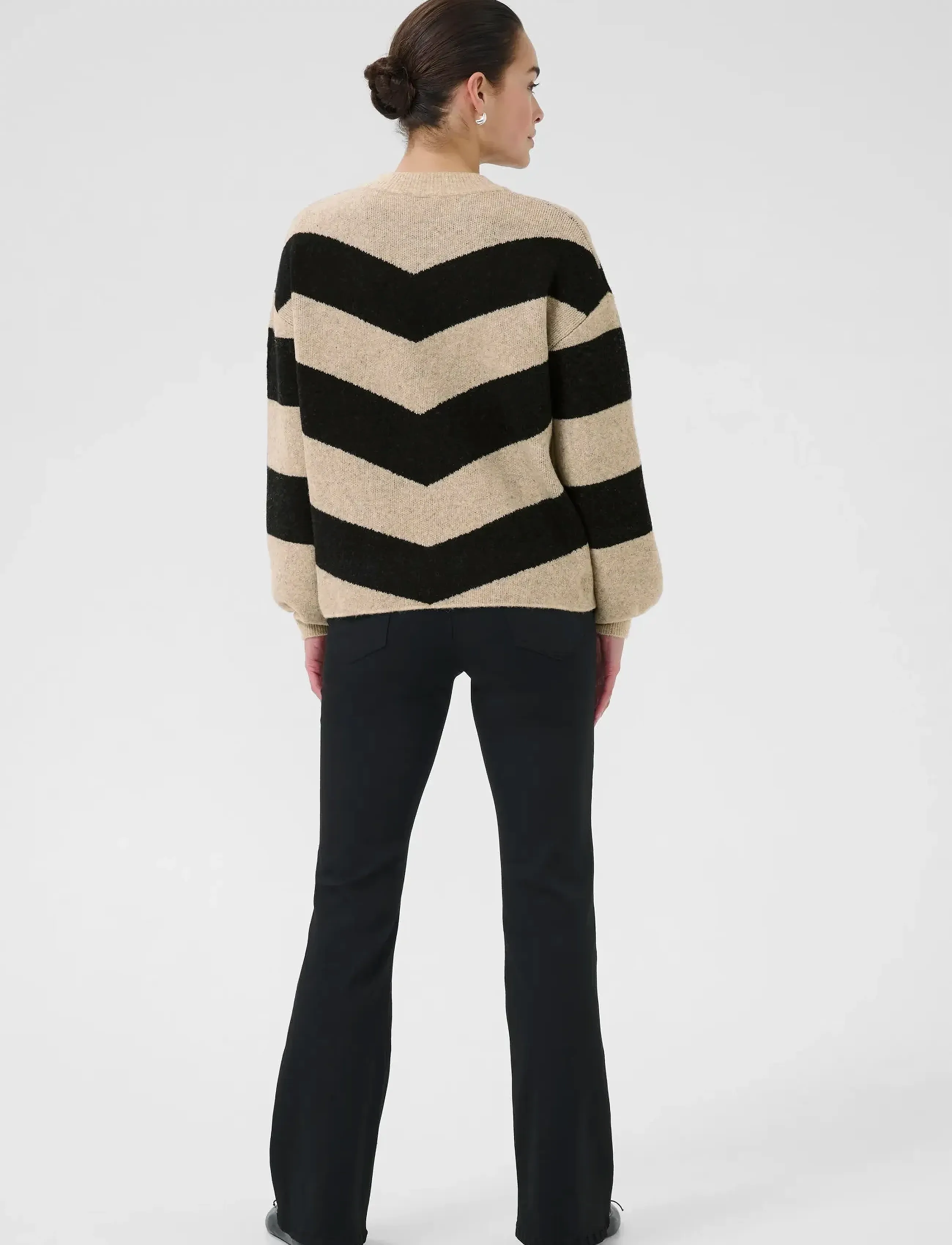 Kaffe - KAverana Knit Pullover - tröjor - feather gray m./black stripe - 4