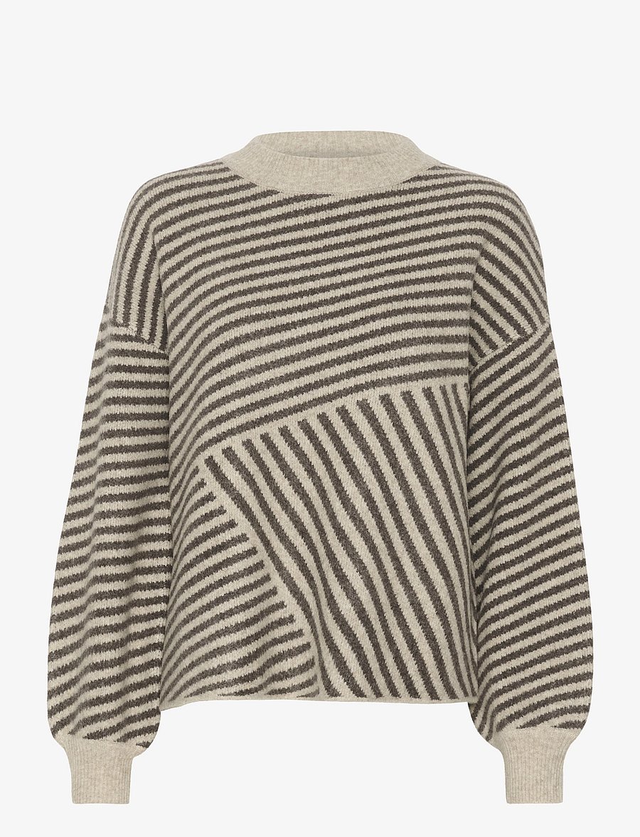 Kaffe - KAverana Knit Pullover - stickade tröjor - feather gray mel./ brown mel. - 1