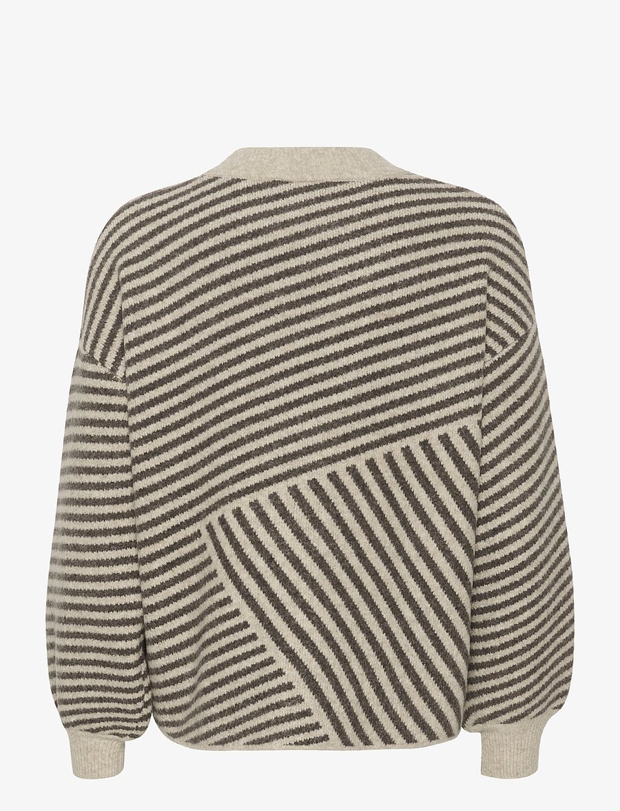 Kaffe - KAverana Knit Pullover - stickade tröjor - feather gray mel./ brown mel. - 2
