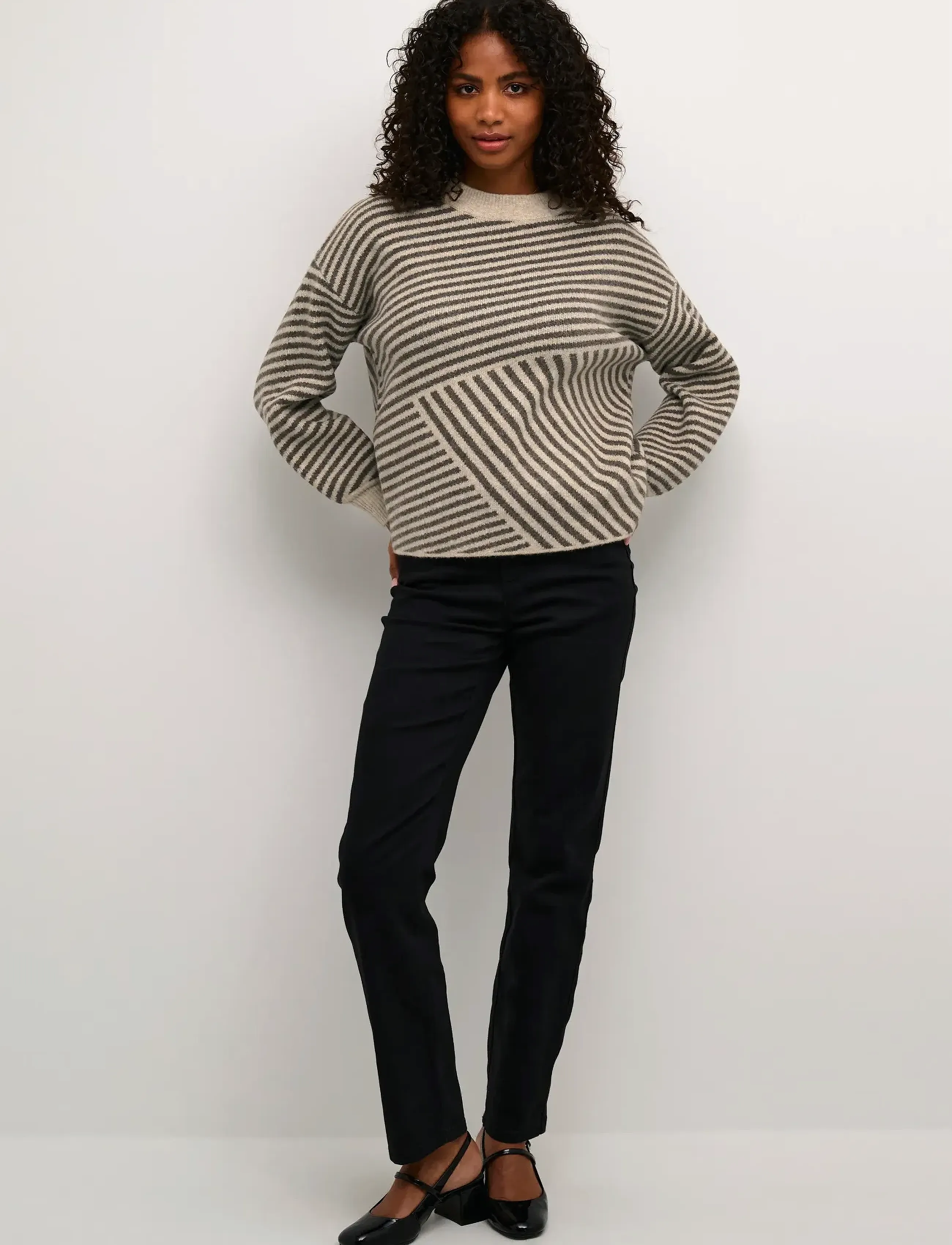 Kaffe - KAverana Knit Pullover - tröjor - feather gray mel./ brown mel. - 3