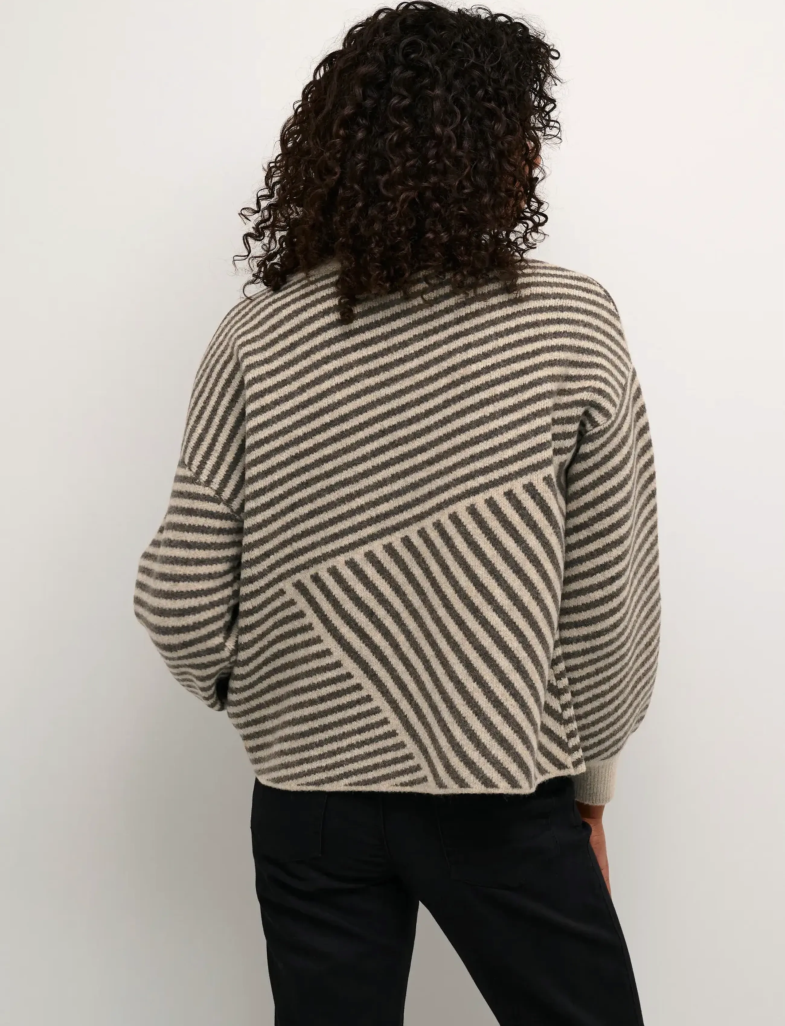Kaffe - KAverana Knit Pullover - tröjor - feather gray mel./ brown mel. - 4
