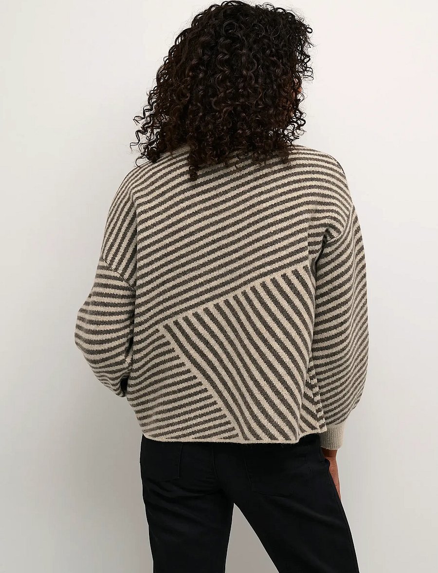 Kaffe - KAverana Knit Pullover - stickade tröjor - feather gray mel./ brown mel. - 4