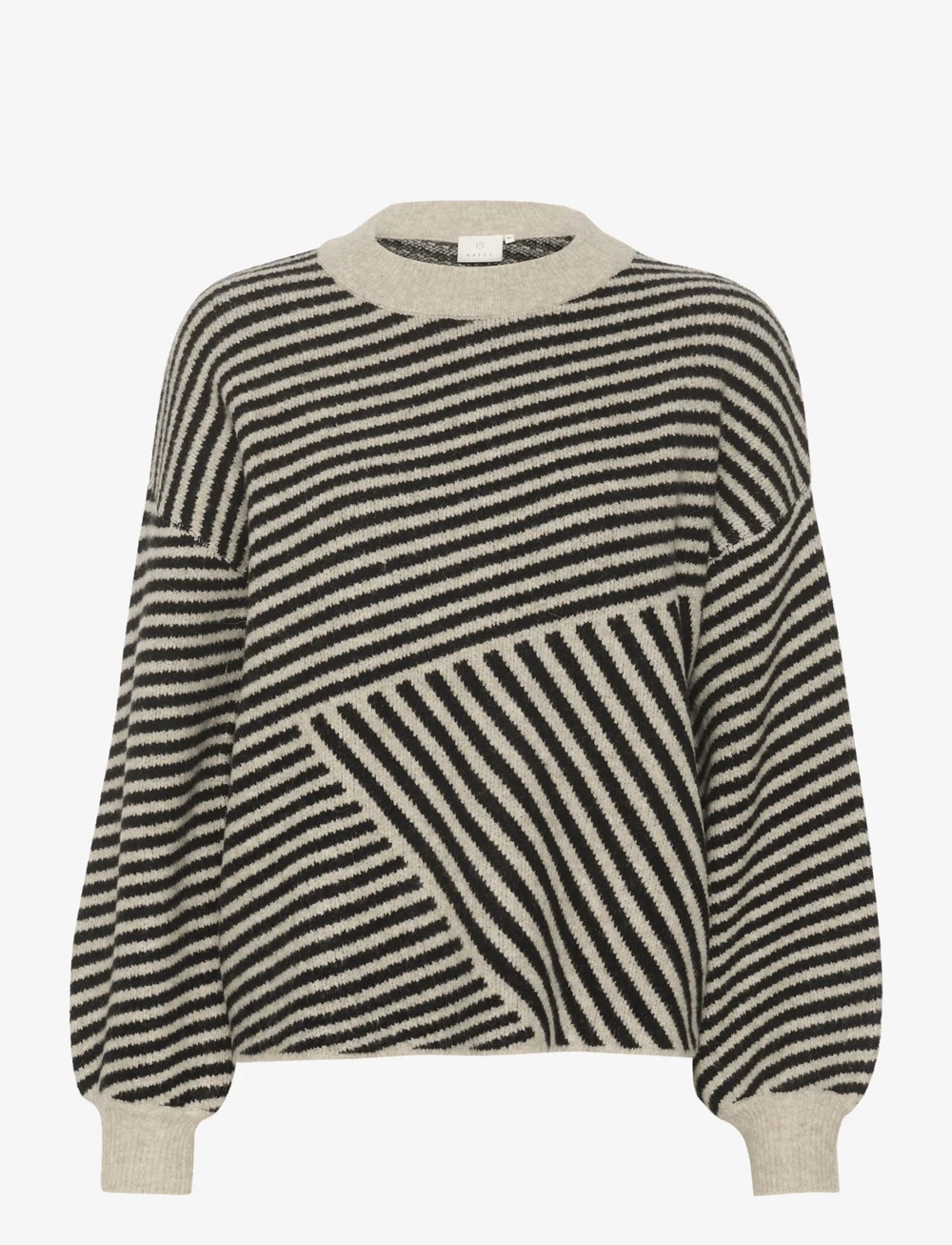 Kaffe - KAverana Knit Pullover - striktrøjer - feather gray melange / black - 1