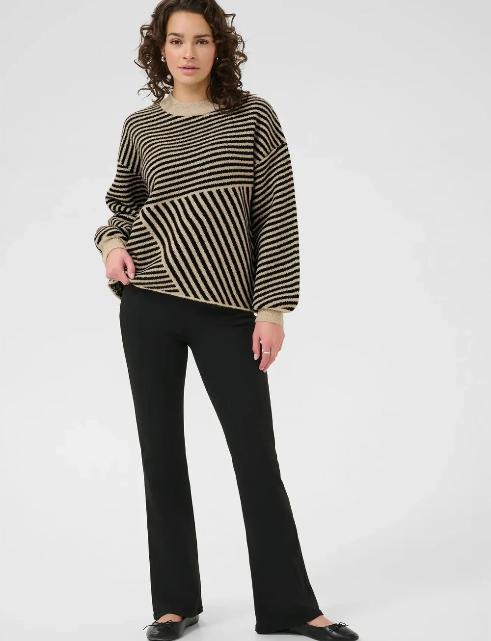 Kaffe - KAverana Knit Pullover - striktrøjer - feather gray melange / black - 3