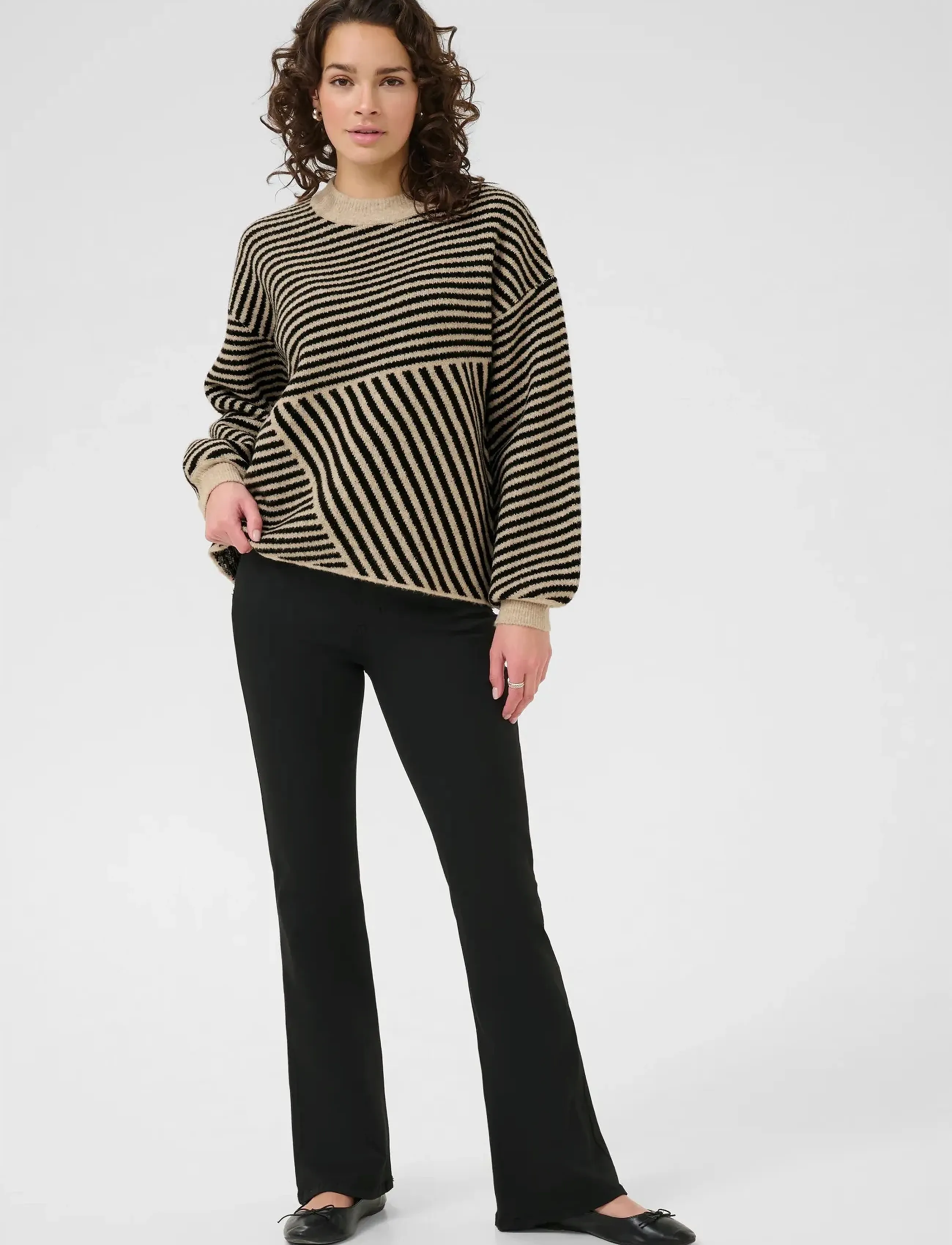 Kaffe - KAverana Knit Pullover - tröjor - feather gray melange / black - 3