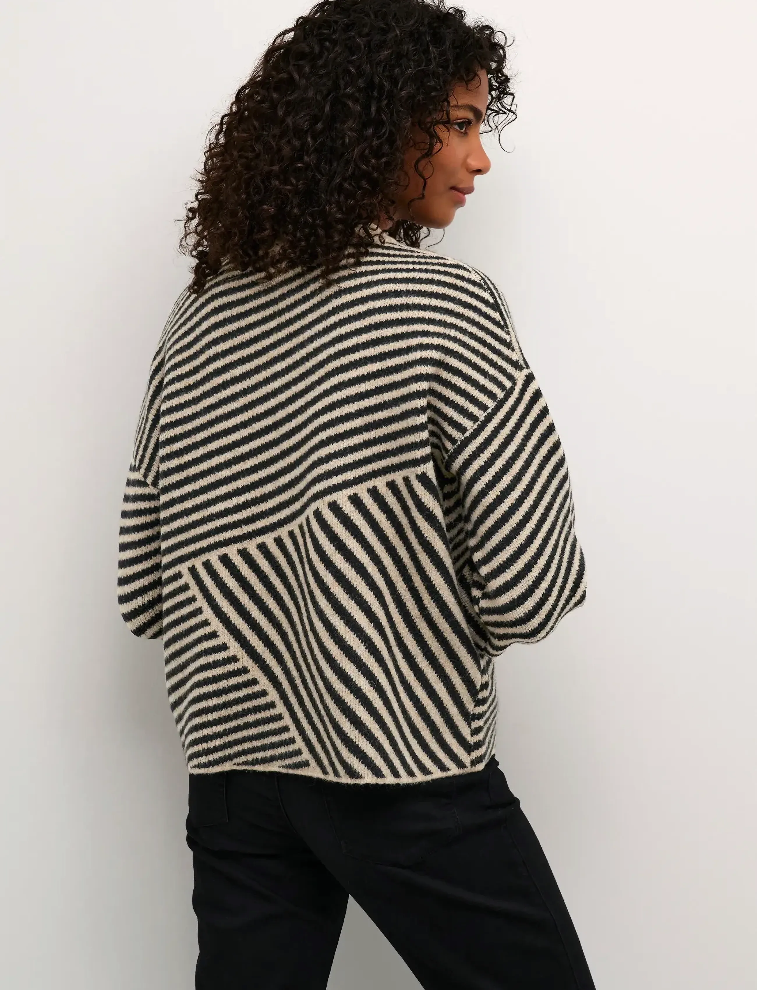 Kaffe - KAverana Knit Pullover - tröjor - feather gray melange / black - 5
