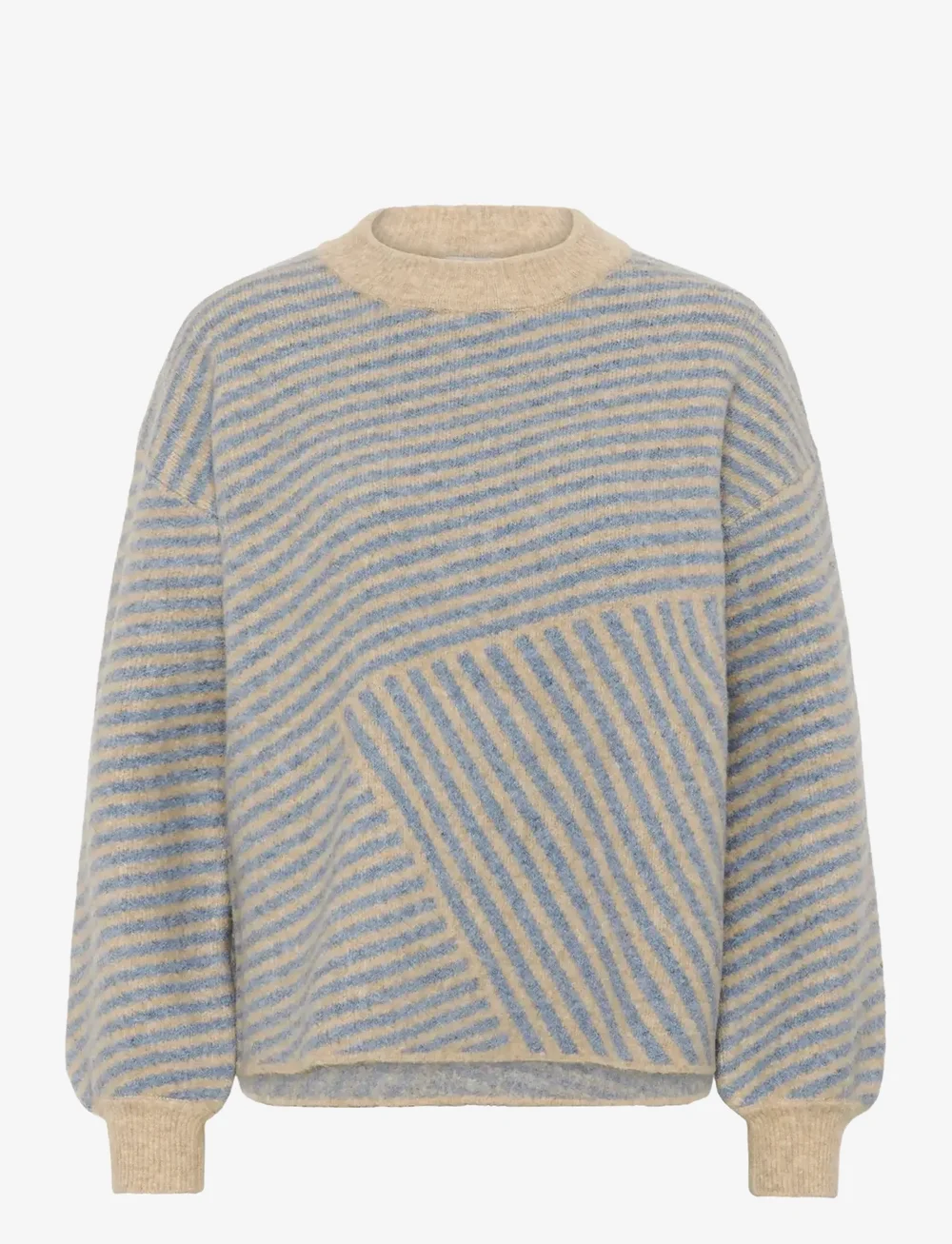 Kaffe - KAverana Knit Pullover - striktrøjer - feather grey mel/windward blue - 1