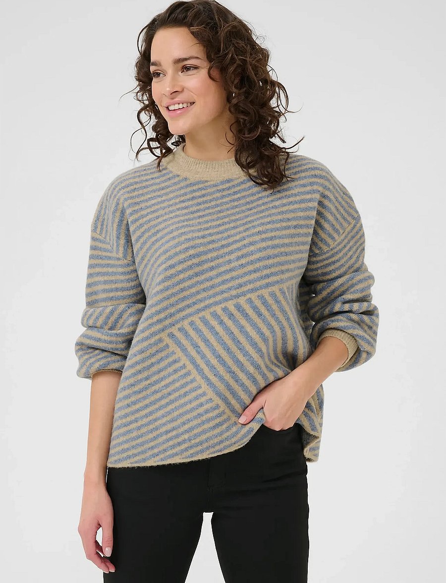 Kaffe - KAverana Knit Pullover - pullover - feather grey mel/windward blue - 0