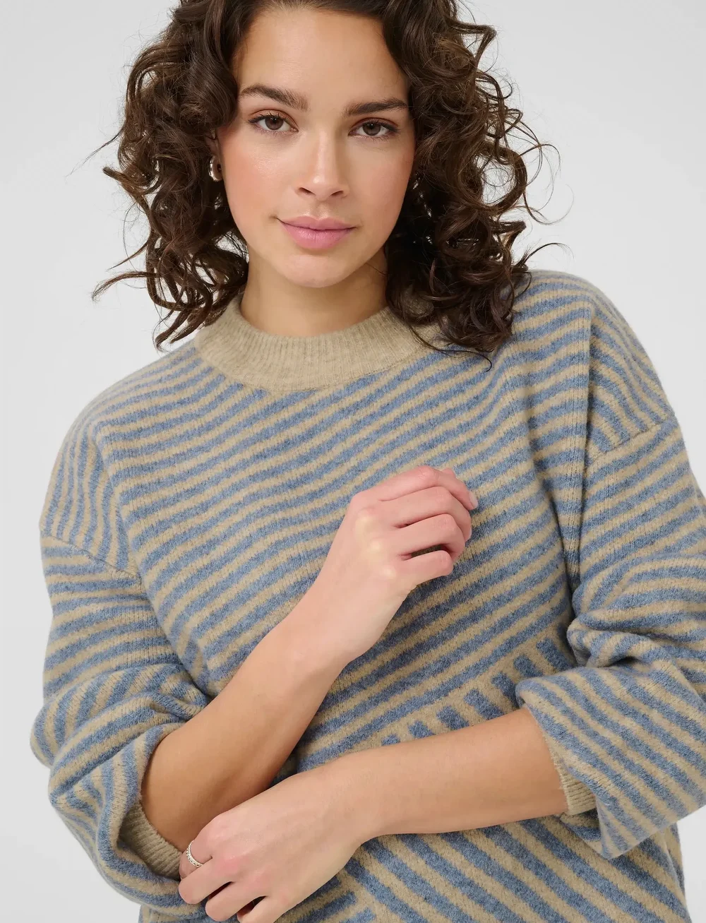 Kaffe - KAverana Knit Pullover - striktrøjer - feather grey mel/windward blue - 5