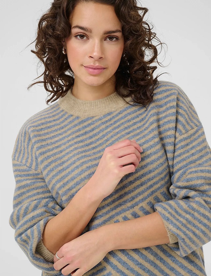 Kaffe - KAverana Knit Pullover - pullover - feather grey mel/windward blue - 5