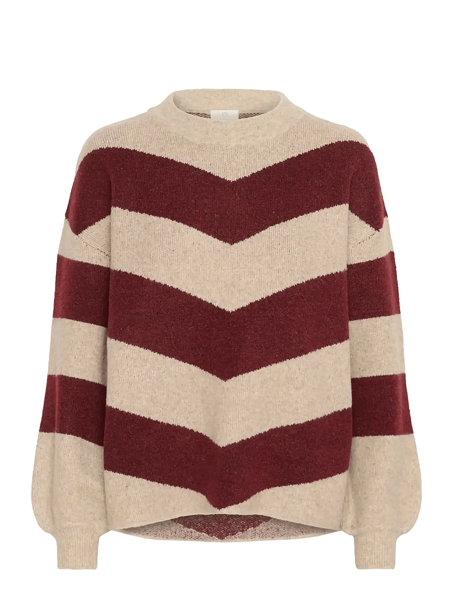 Kaffe - KAverana Knit Pullover - stickade tröjor - feather g.m./windsor w. stripe - 1