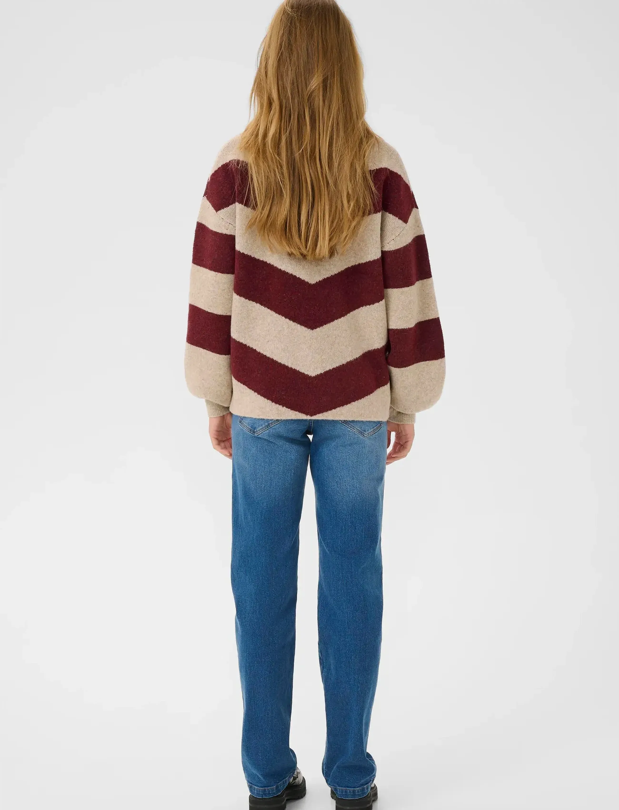 Kaffe - KAverana Knit Pullover - strikkegensere - feather g.m./windsor w. stripe - 4